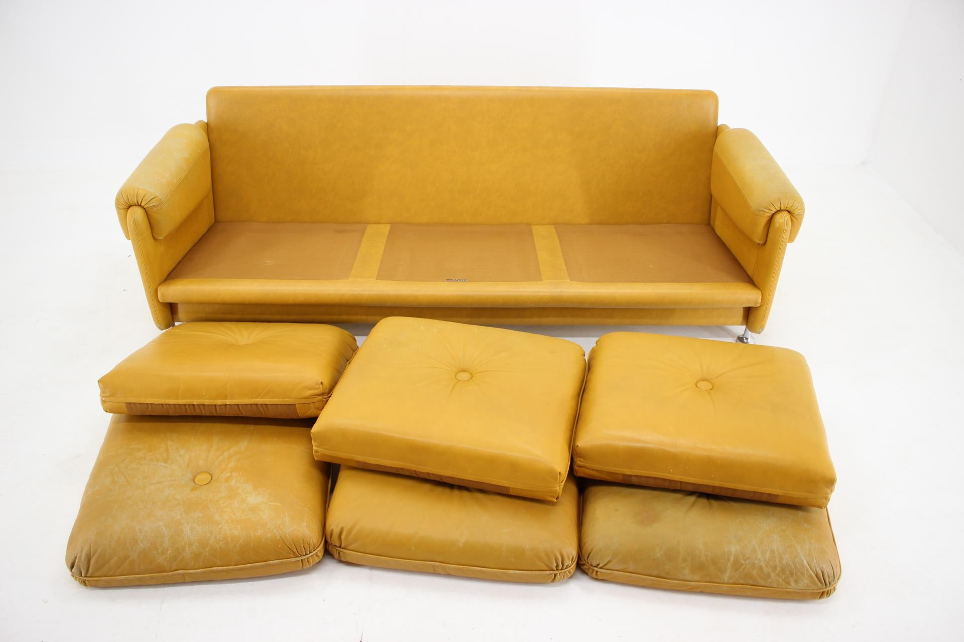 1960s Myrskylä Oy Leather Three Seater Sofa, Finland 2