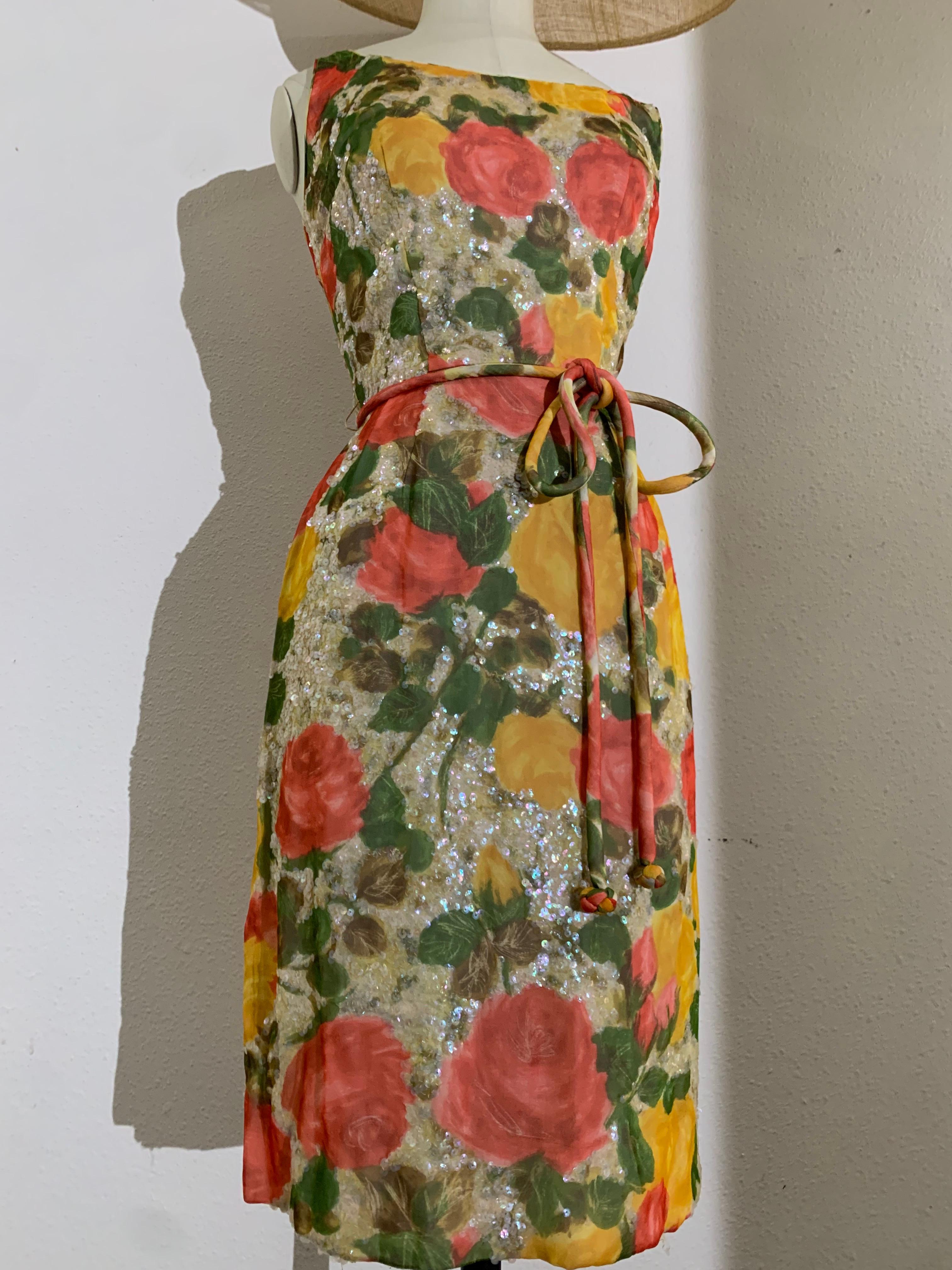 Vestido tubo de gasa de seda con estampado 