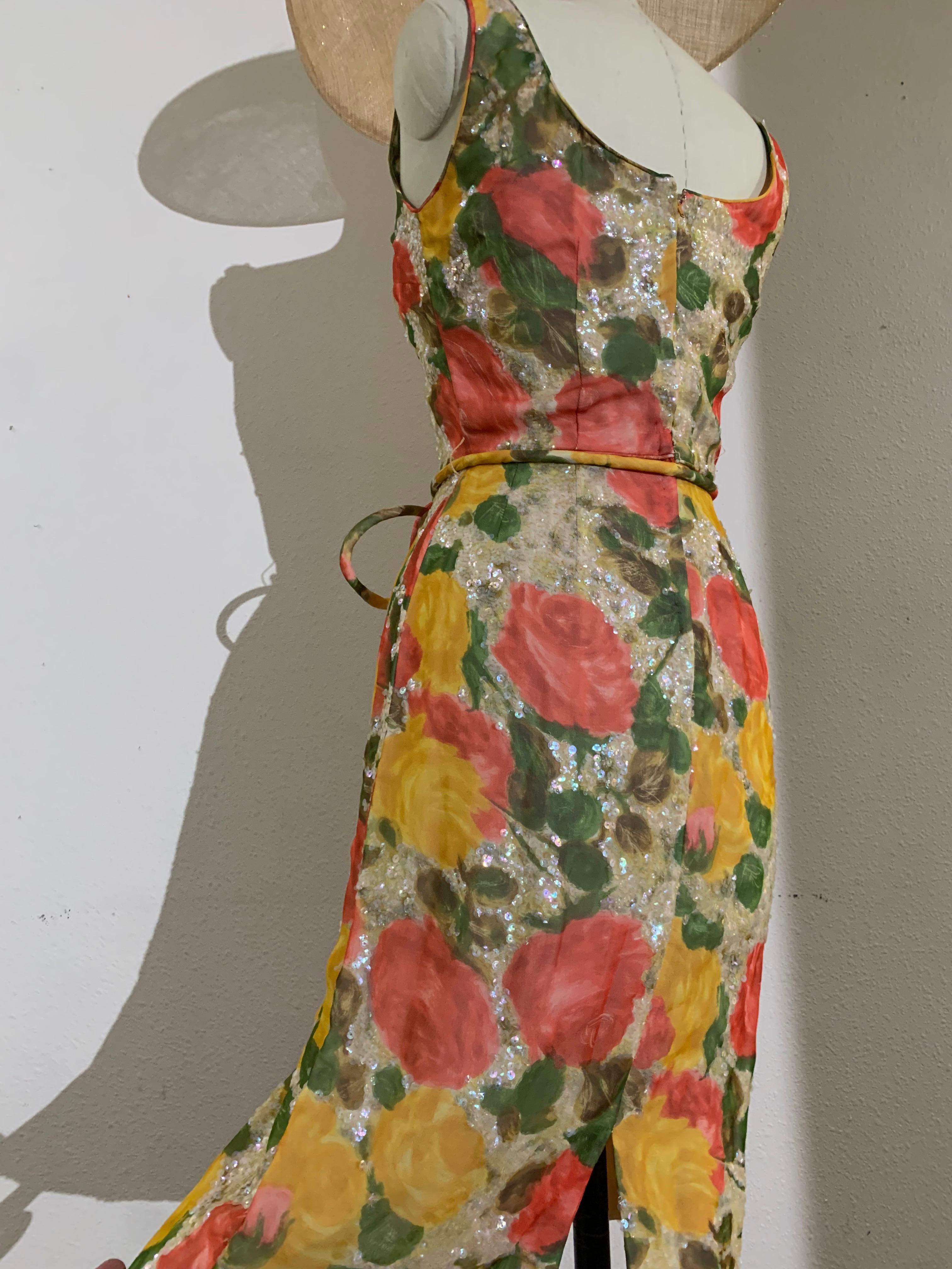 Vestido tubo de gasa de seda con estampado 