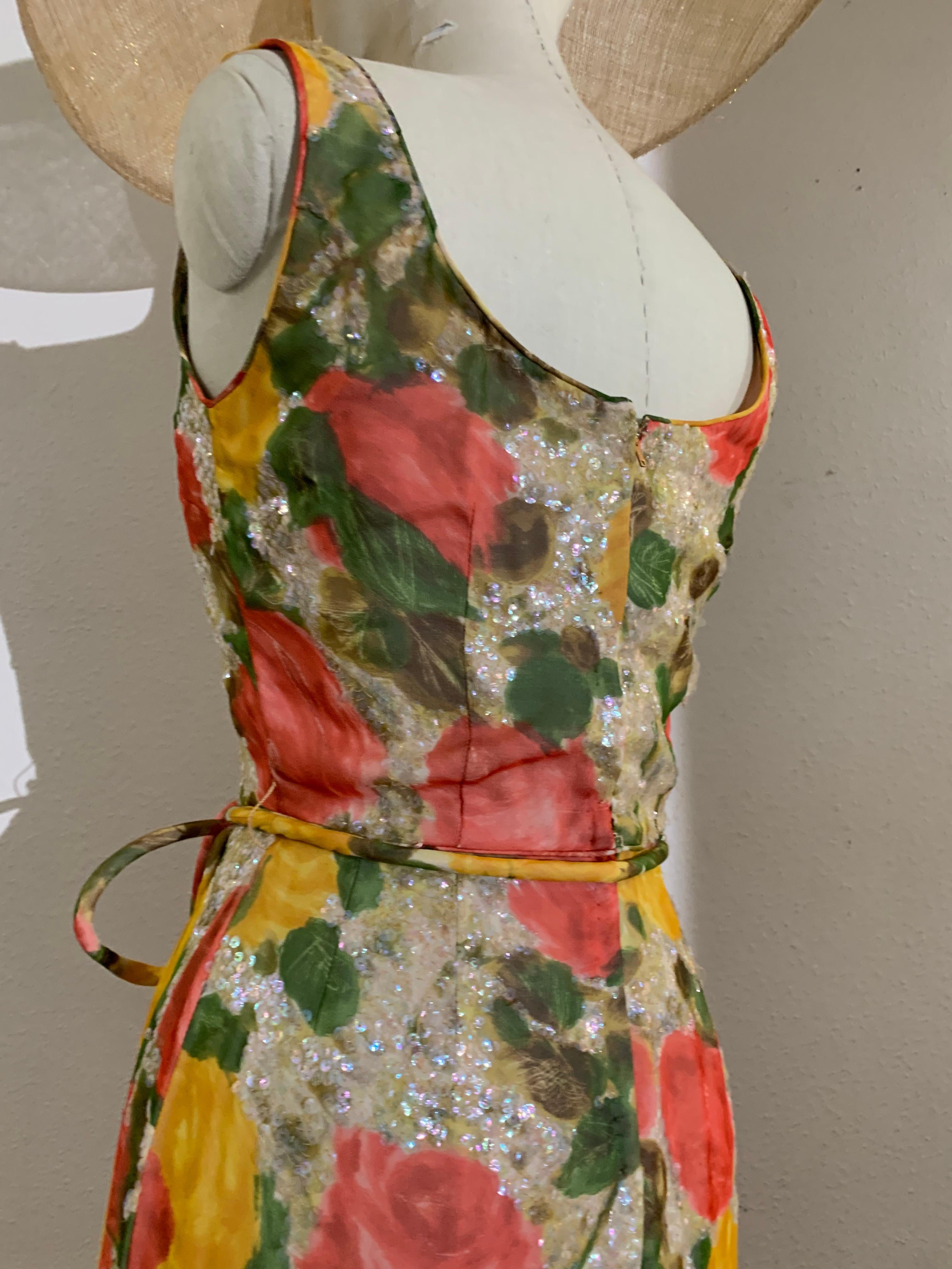 Vestido tubo de gasa de seda con estampado 