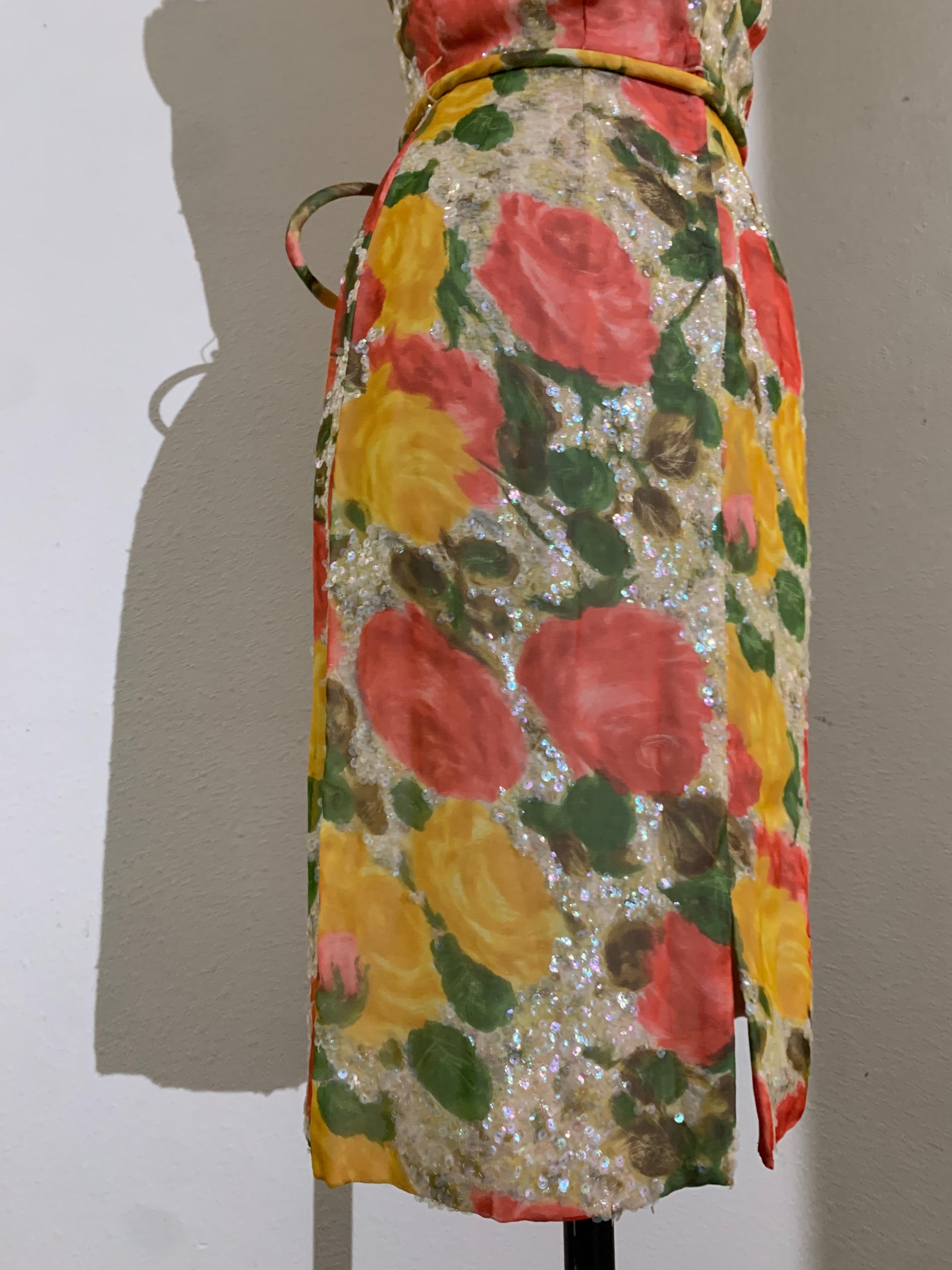 Vestido tubo de gasa de seda con estampado 