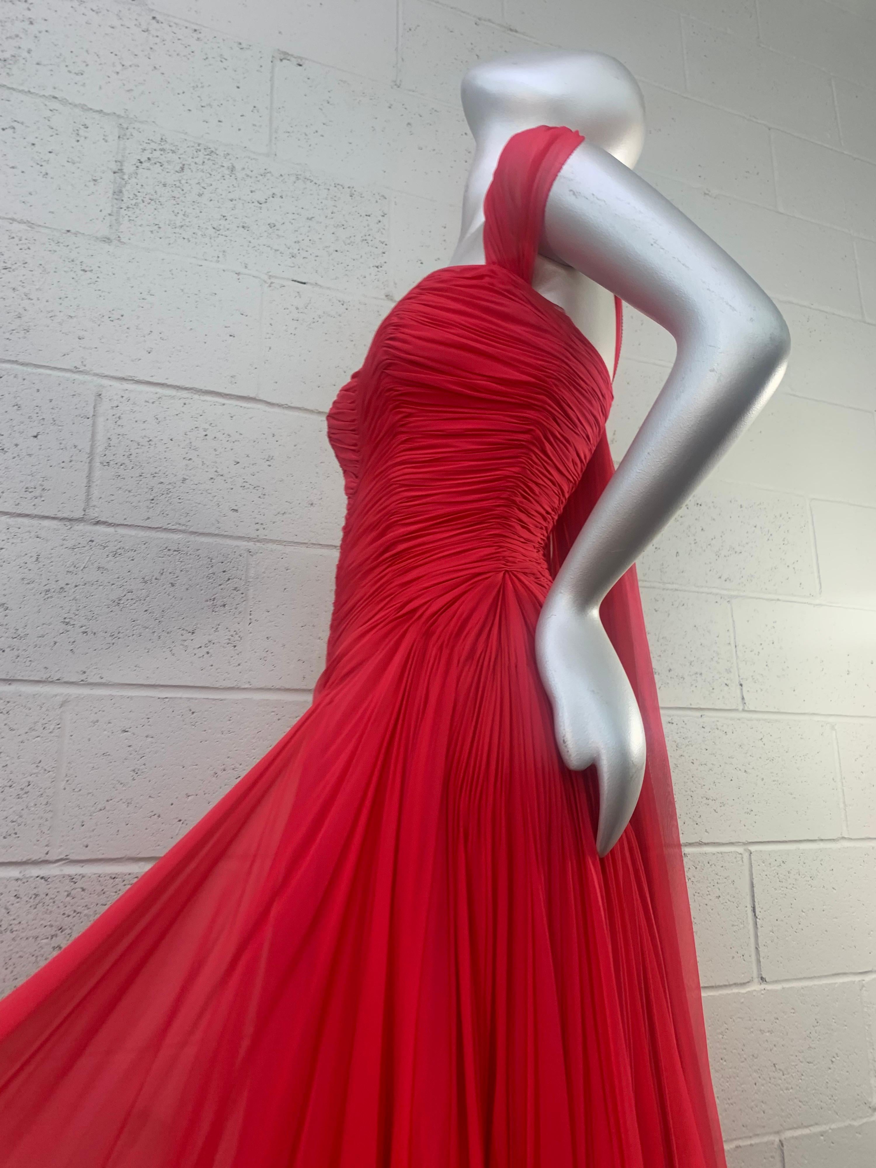 1960s Nanty - Paris Red Silk Chiffon Goddess Gown a la Jean Desses 8