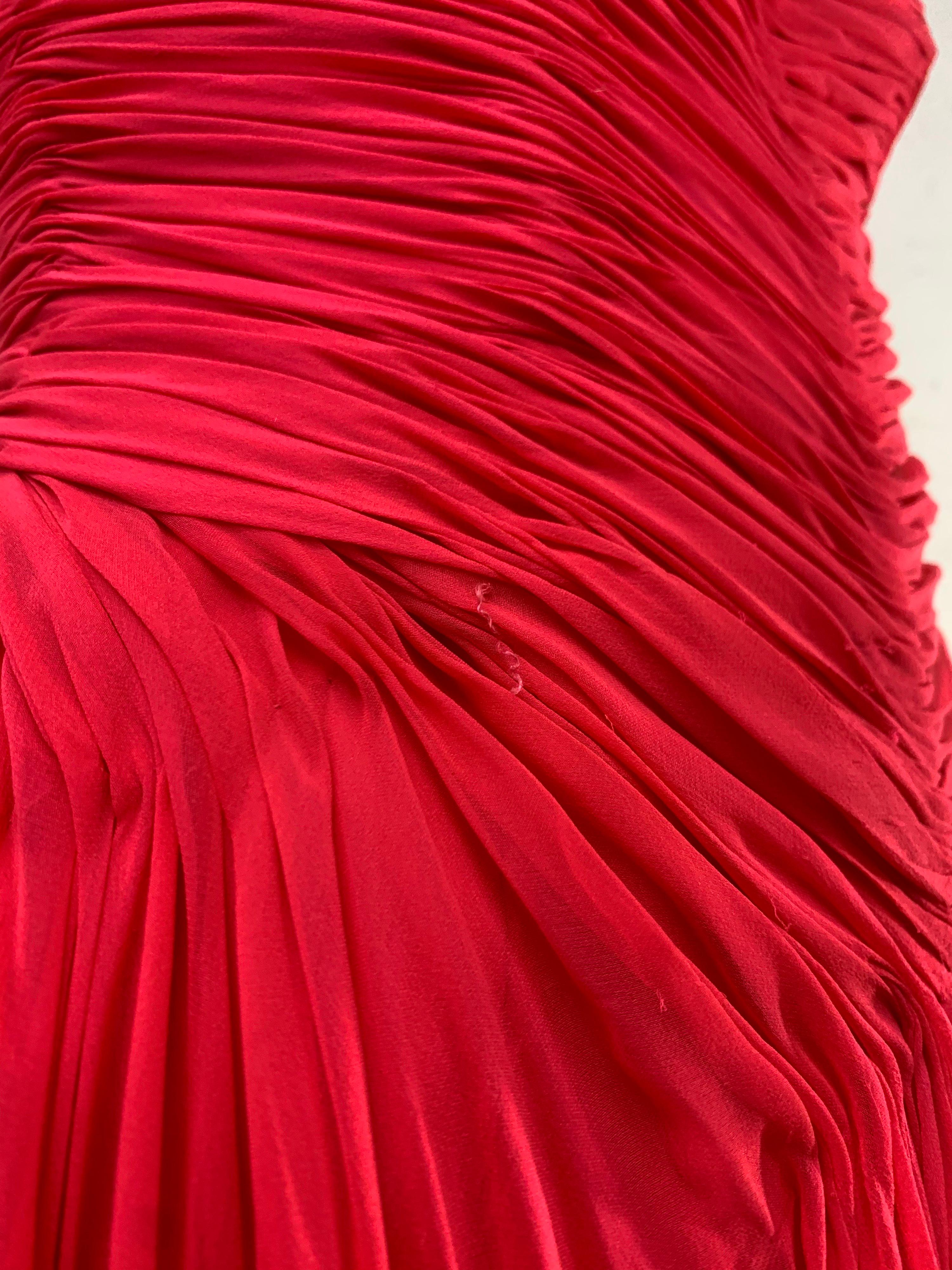 Women's 1960s Nanty - Paris Red Silk Chiffon Goddess Gown a la Jean Desses 