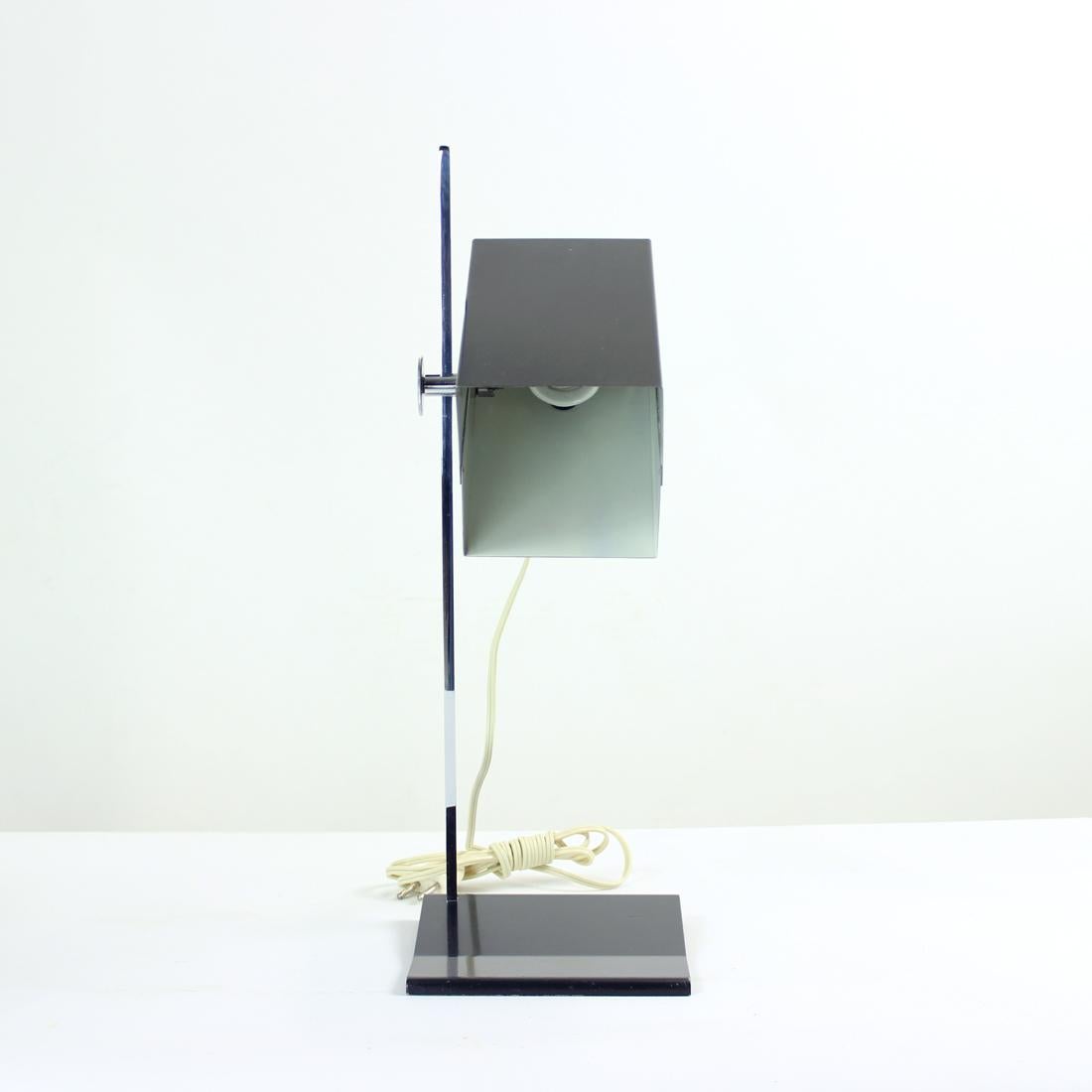 Mid-20th Century 1960s Napako Table Lamp in Chrome & Black Metal, Type 0815, Czechoslovakia For Sale