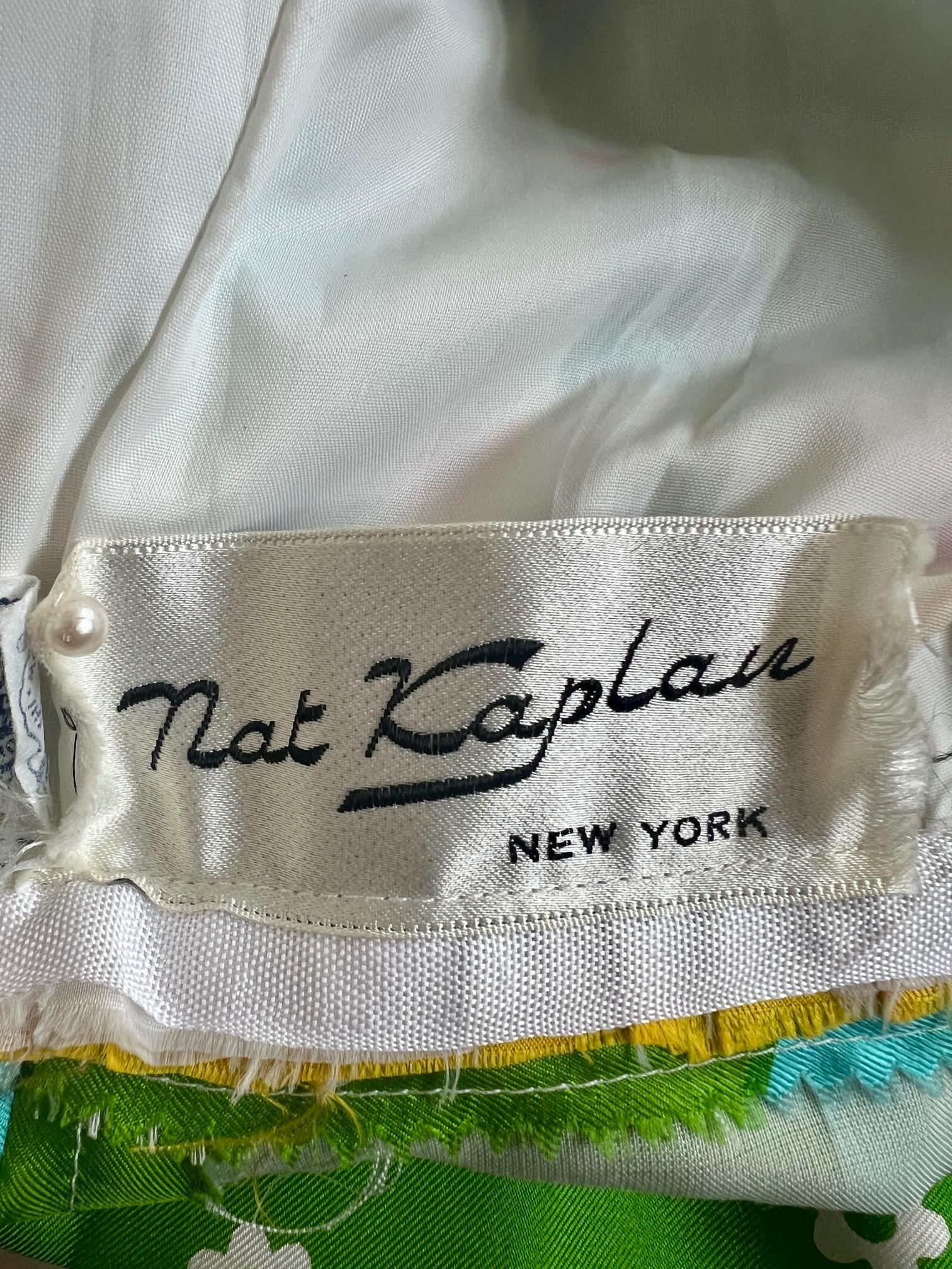 1960s Nat Kaplan Floral Green and Pink Striped Jacket and Trouser Set For Sale 3