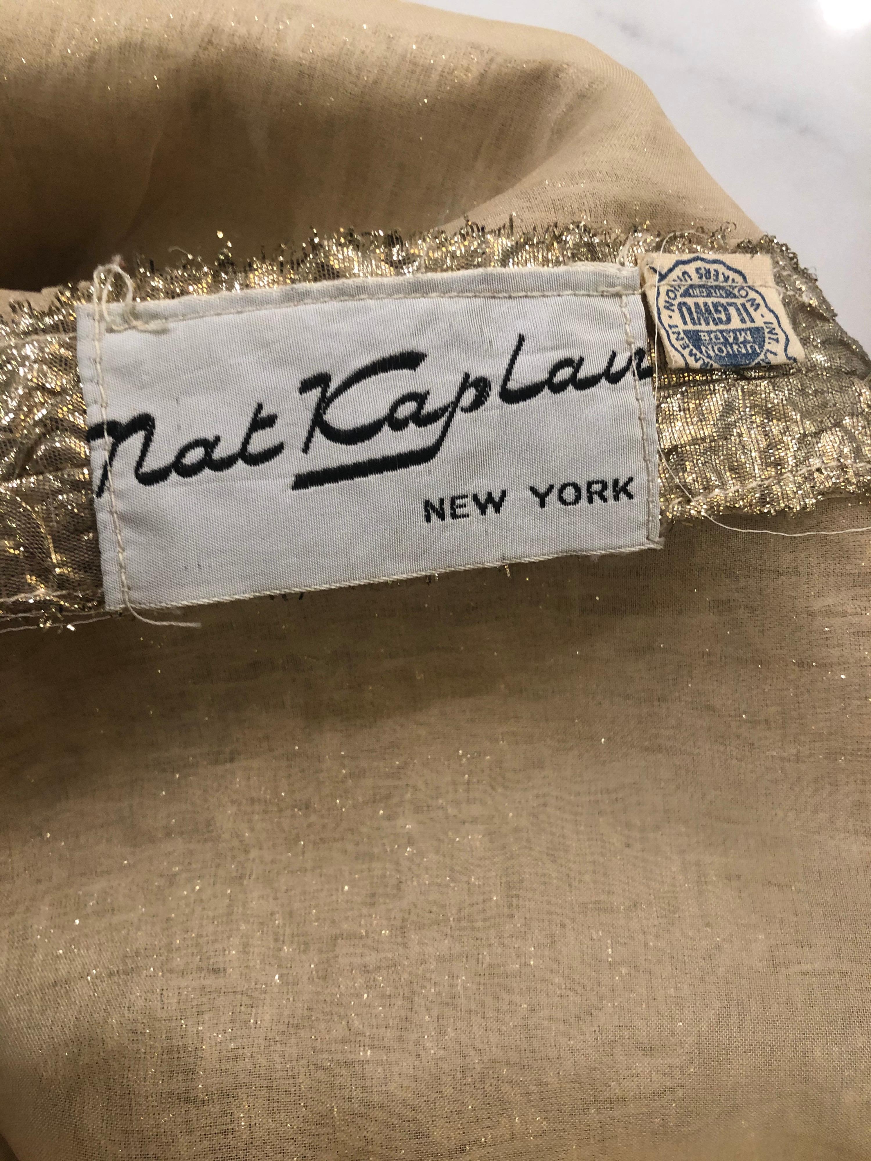 1960er Nat Kaplan Gold Pailletten Strass verziert Vintage 60er Abendkleid Kleid im Zustand „Hervorragend“ im Angebot in San Diego, CA