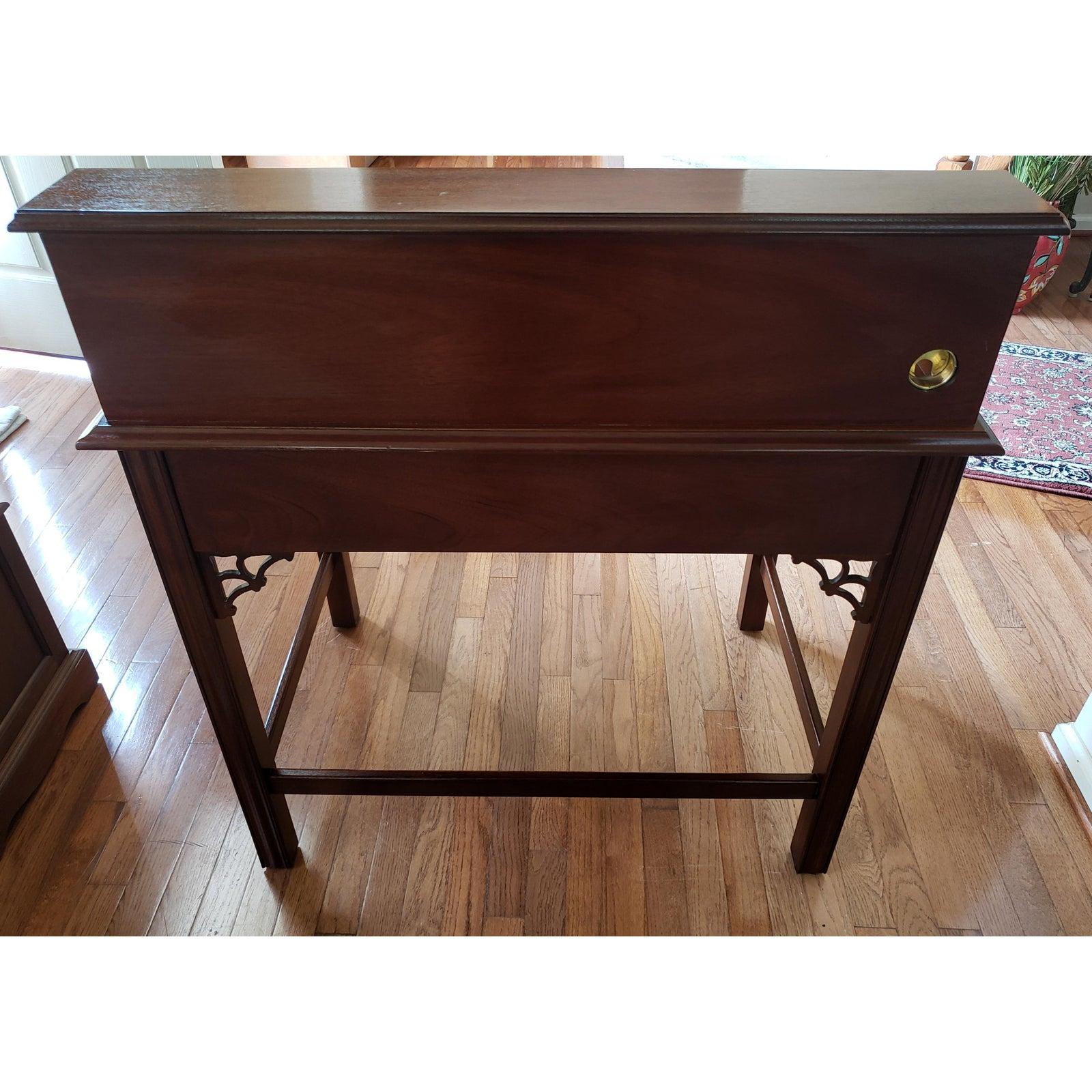 Brass 1960s National Mt Airy Mahogany Chippendale Writing Desk For Sale