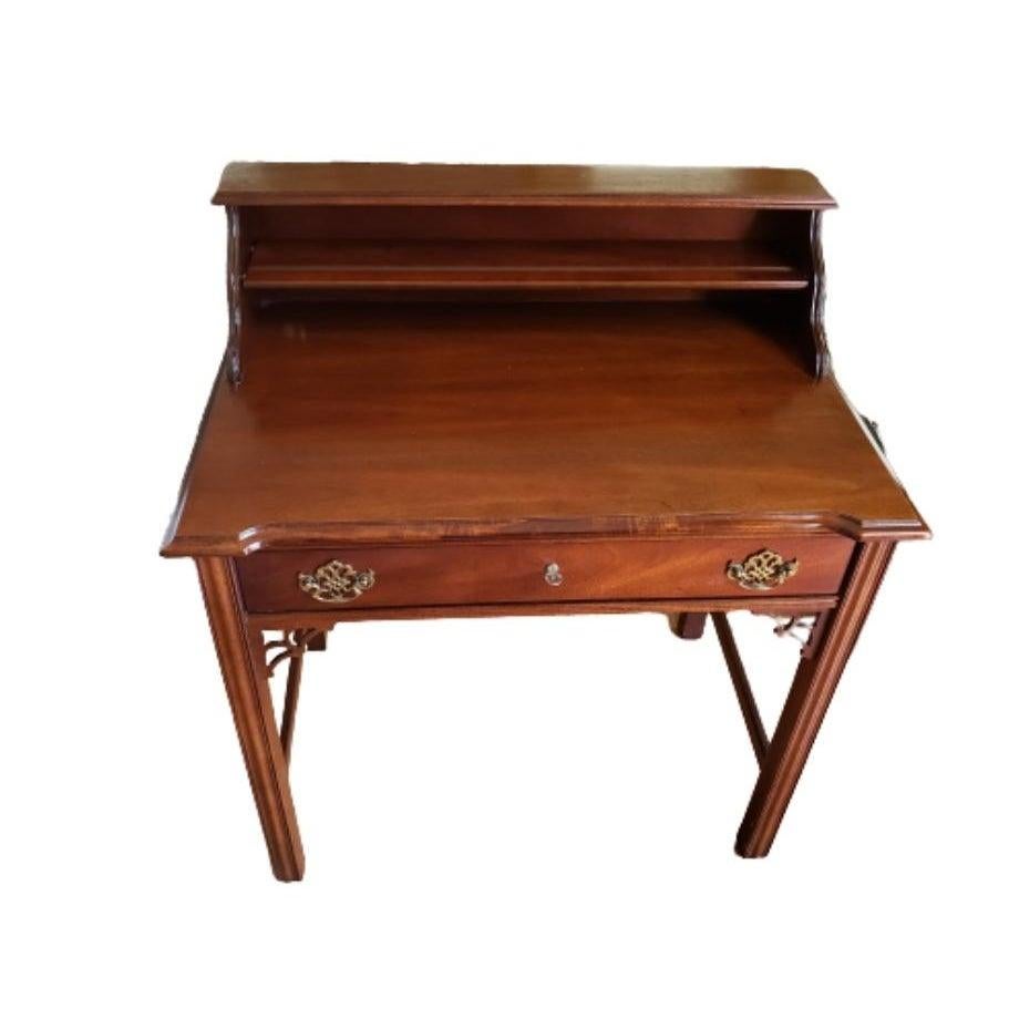 1960s National Mt Airy Mahogany Chippendale Writing Desk For Sale 2