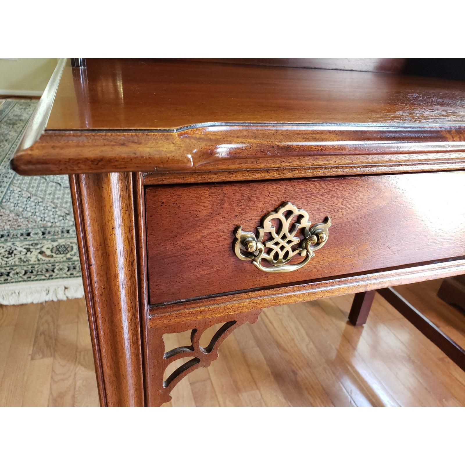 North American 1960s National Mt Airy Mahogany Chippendale Writing Desk For Sale