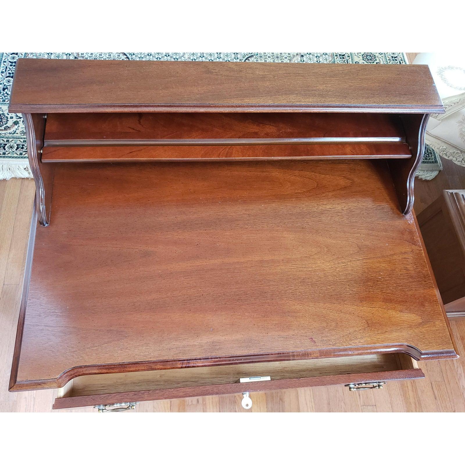 20th Century 1960s National Mt Airy Mahogany Chippendale Writing Desk For Sale