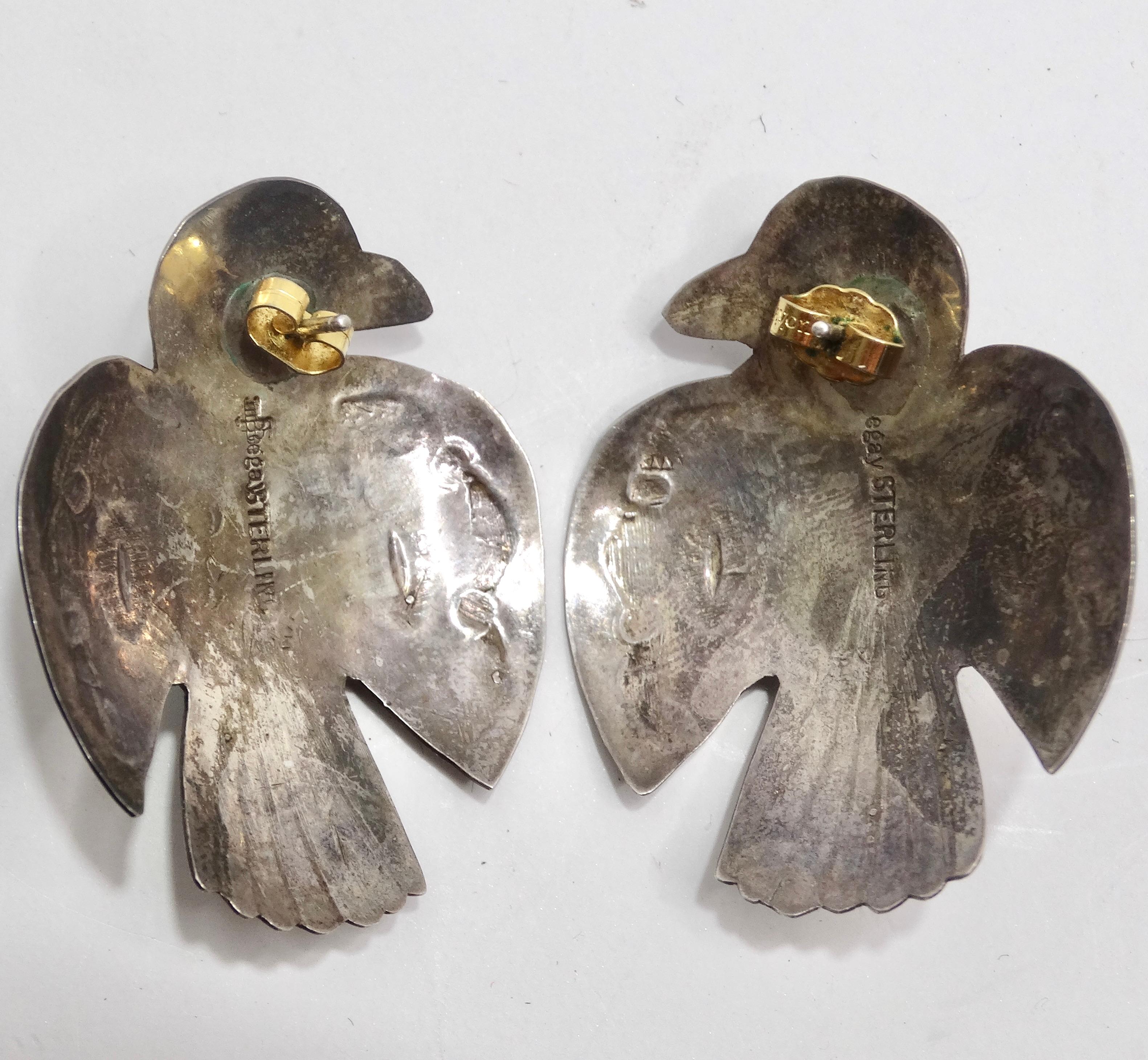 Silber-Türkis-Ohrringe der amerikanischen Ureinwohner der 1960er Jahre im Angebot 1