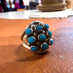 1960s Native Turquoise Ring Sterling Silver Vintage