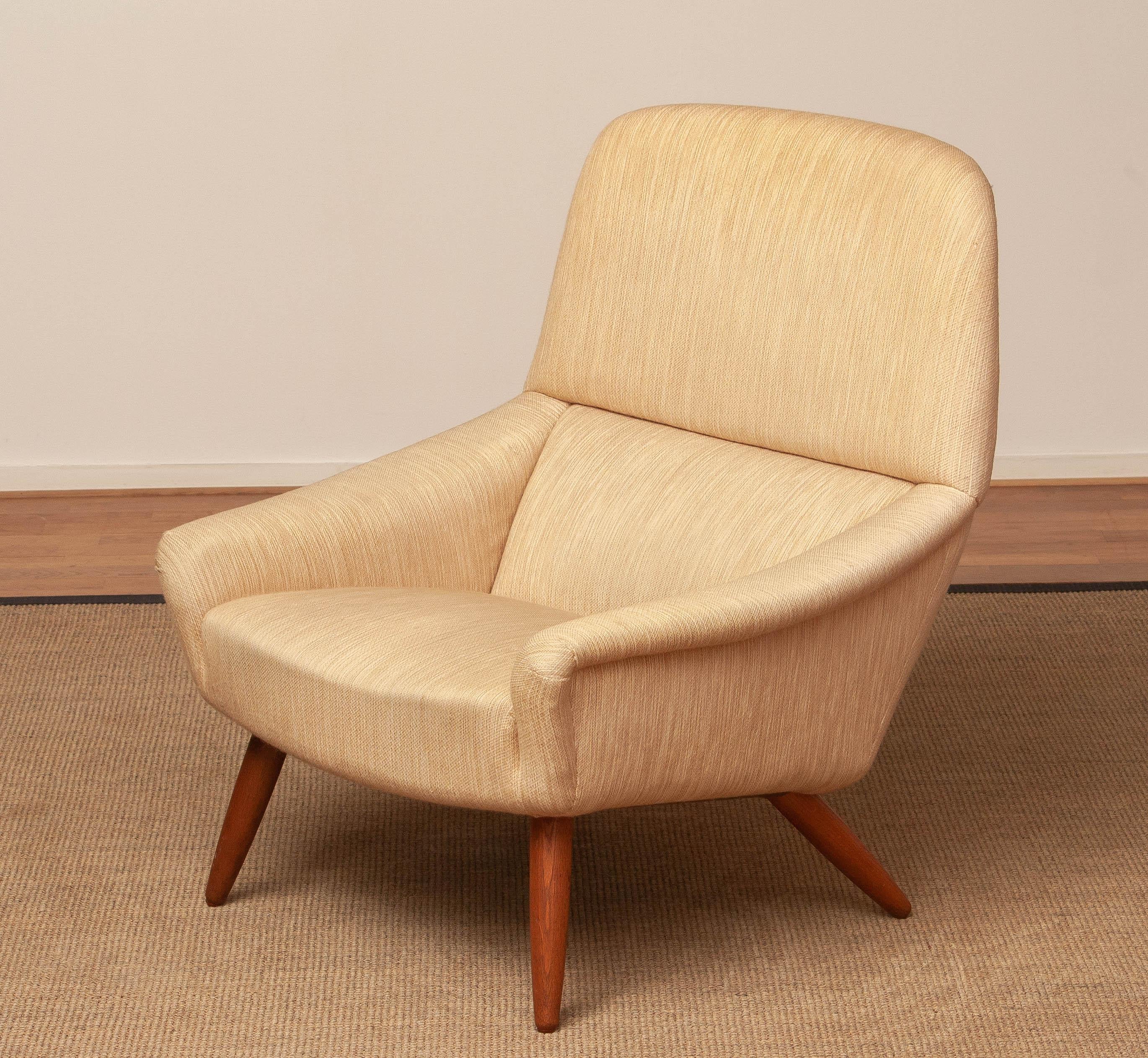 Scandinavian Modern 1960s Natural High Back Lounge Chair by Leif Hansen for Kronen in Denmark For Sale