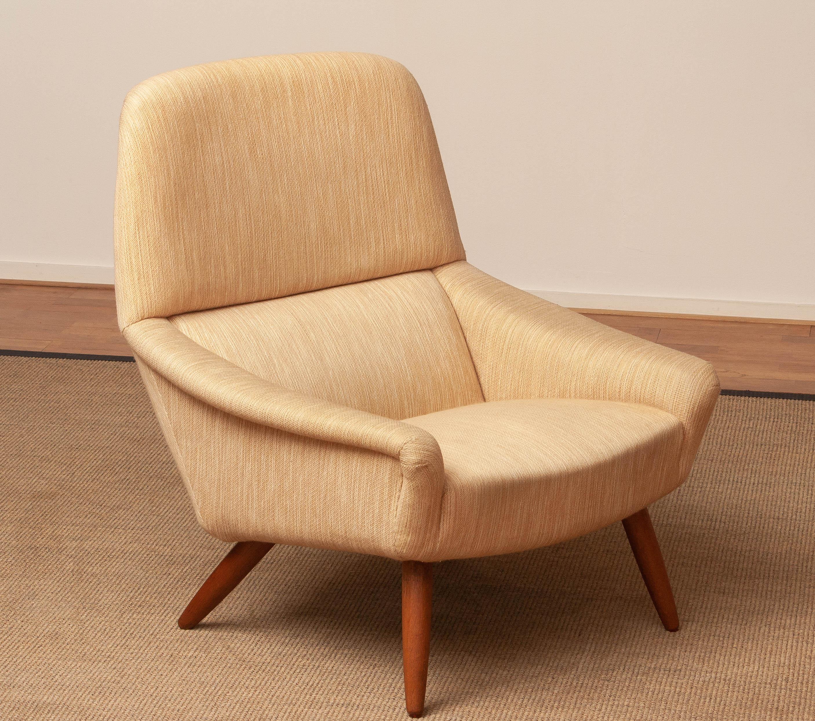 1960s Natural High Back Lounge Chair by Leif Hansen for Kronen in Denmark In Good Condition For Sale In Silvolde, Gelderland