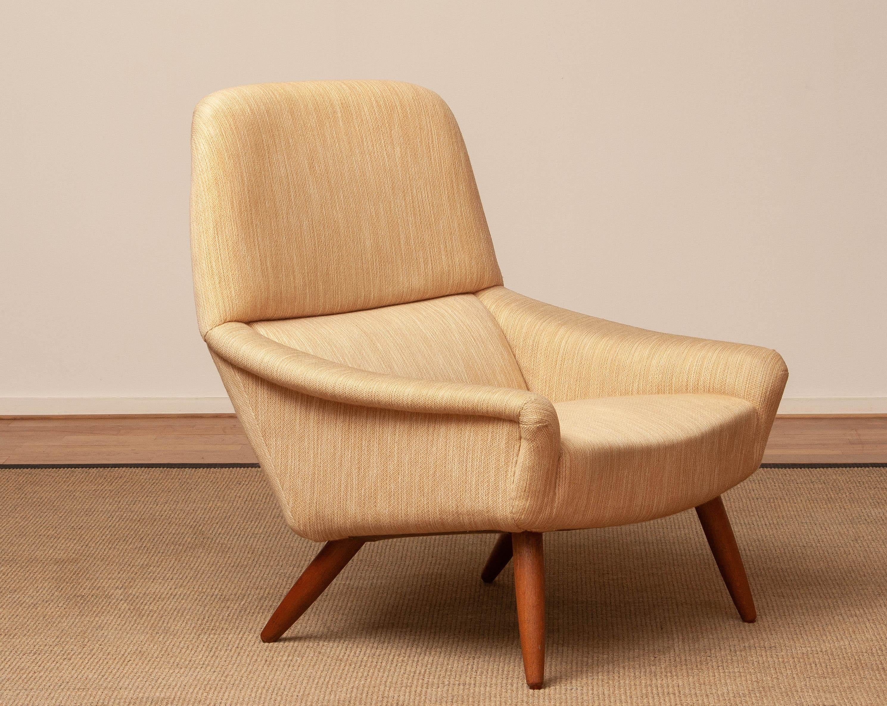 Mid-20th Century 1960s Natural High Back Lounge Chair by Leif Hansen for Kronen in Denmark For Sale