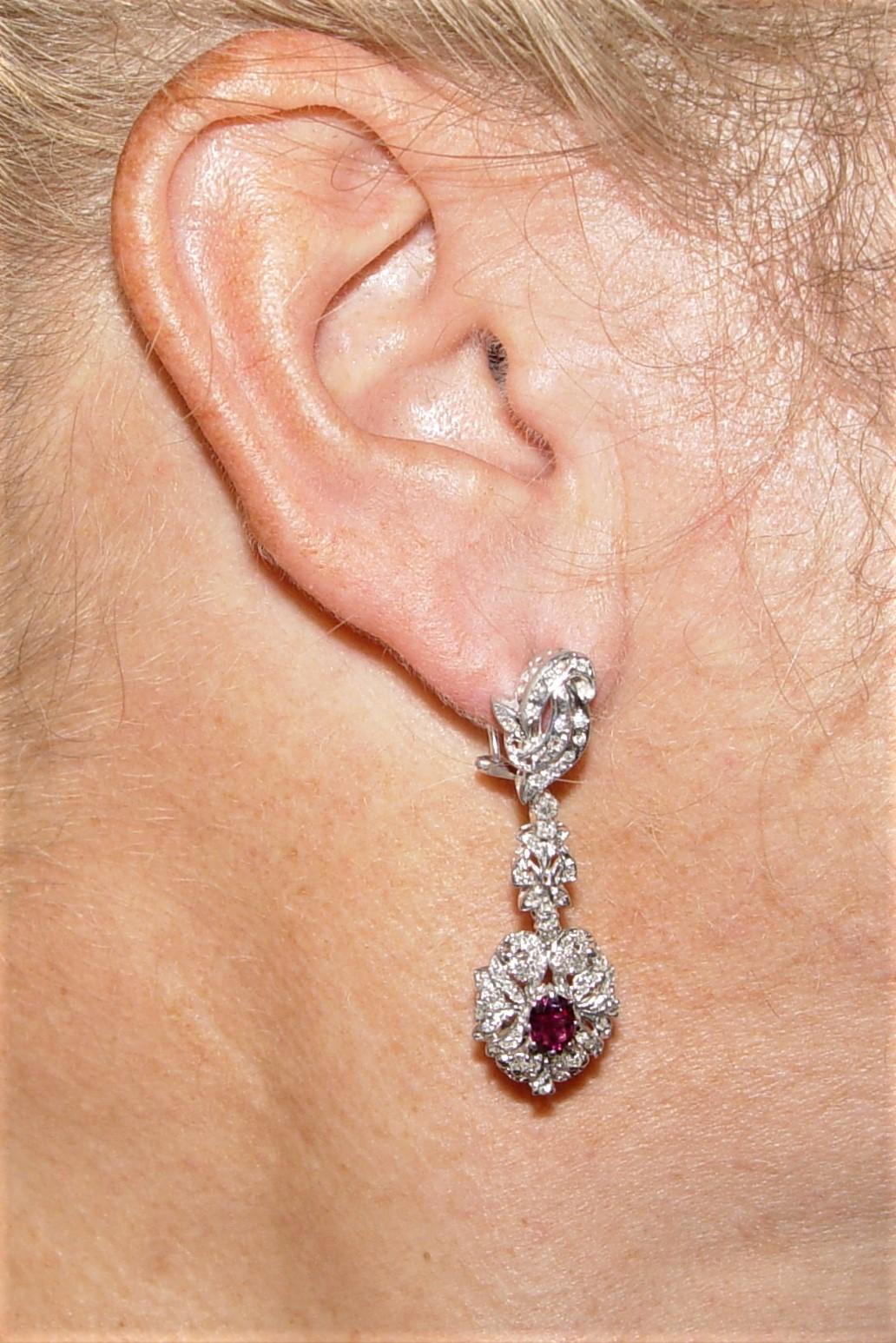 1960's Natural Ruby & Diamond Earring/Ring Set 14K For Sale 5