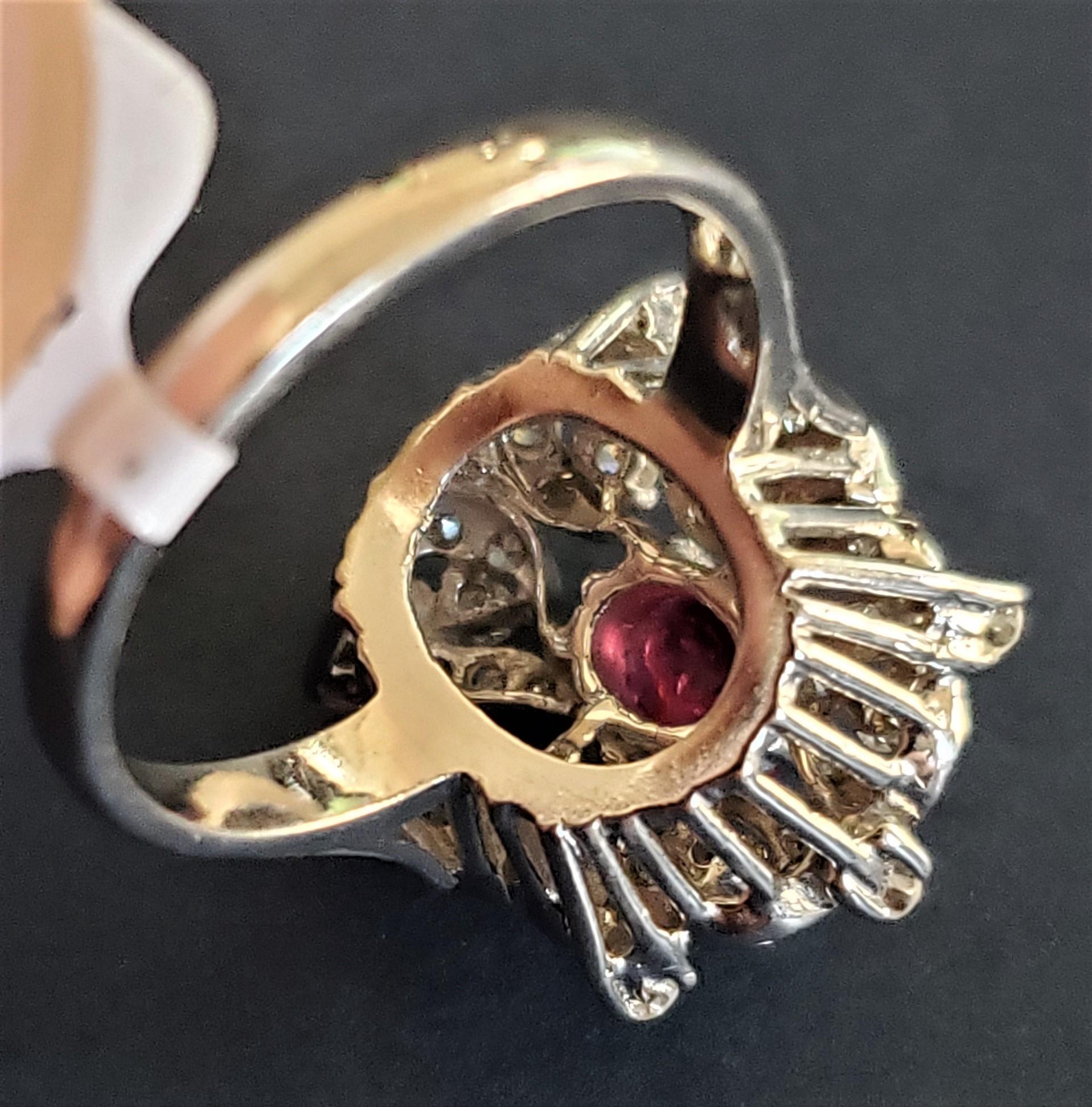 1960's Natural Ruby & Diamond Earring/Ring Set 14K For Sale 7