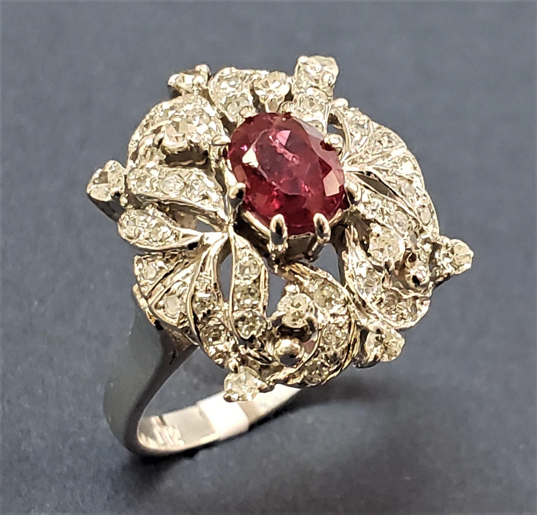 1960's Natural Ruby & Diamond Earring/Ring Set 14K For Sale 8