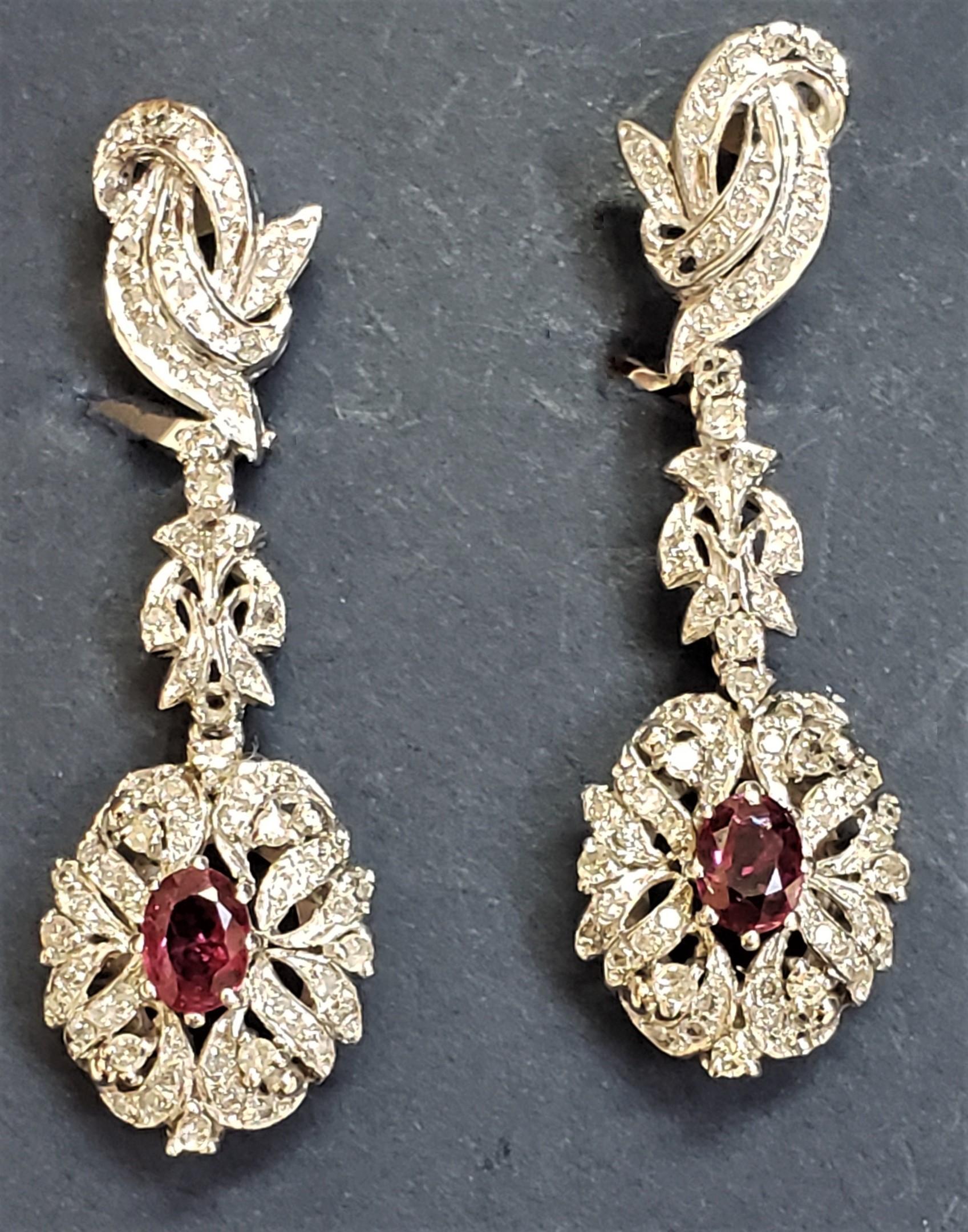 1960's Natural Ruby & Diamond Earring/Ring Set 14K For Sale 9