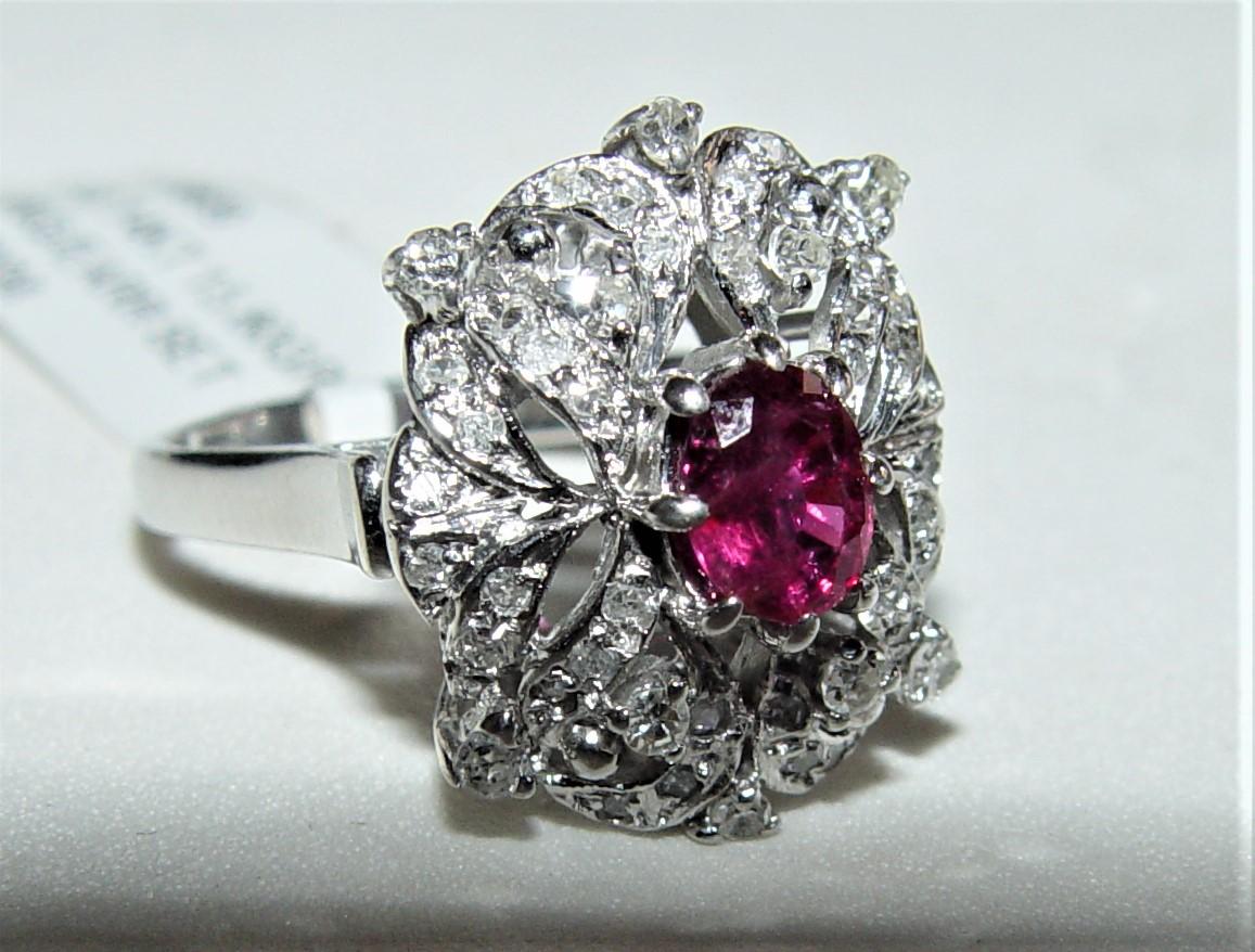 1960's Natural Ruby & Diamond Earring/Ring Set 14K For Sale 2