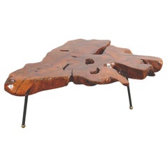 Mesa de centro de madera de sabino natural de los años 60 Wabi Sabi