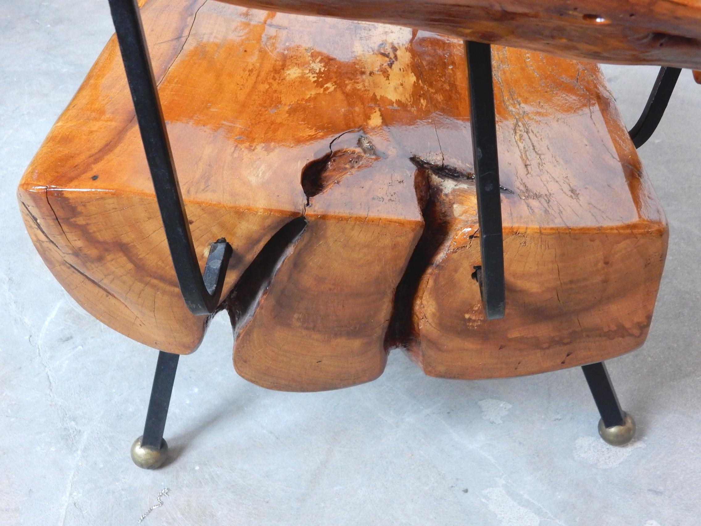 Fauteuils de salon Wabi Sabi en bois de ronce, fer et bronze en vente 3