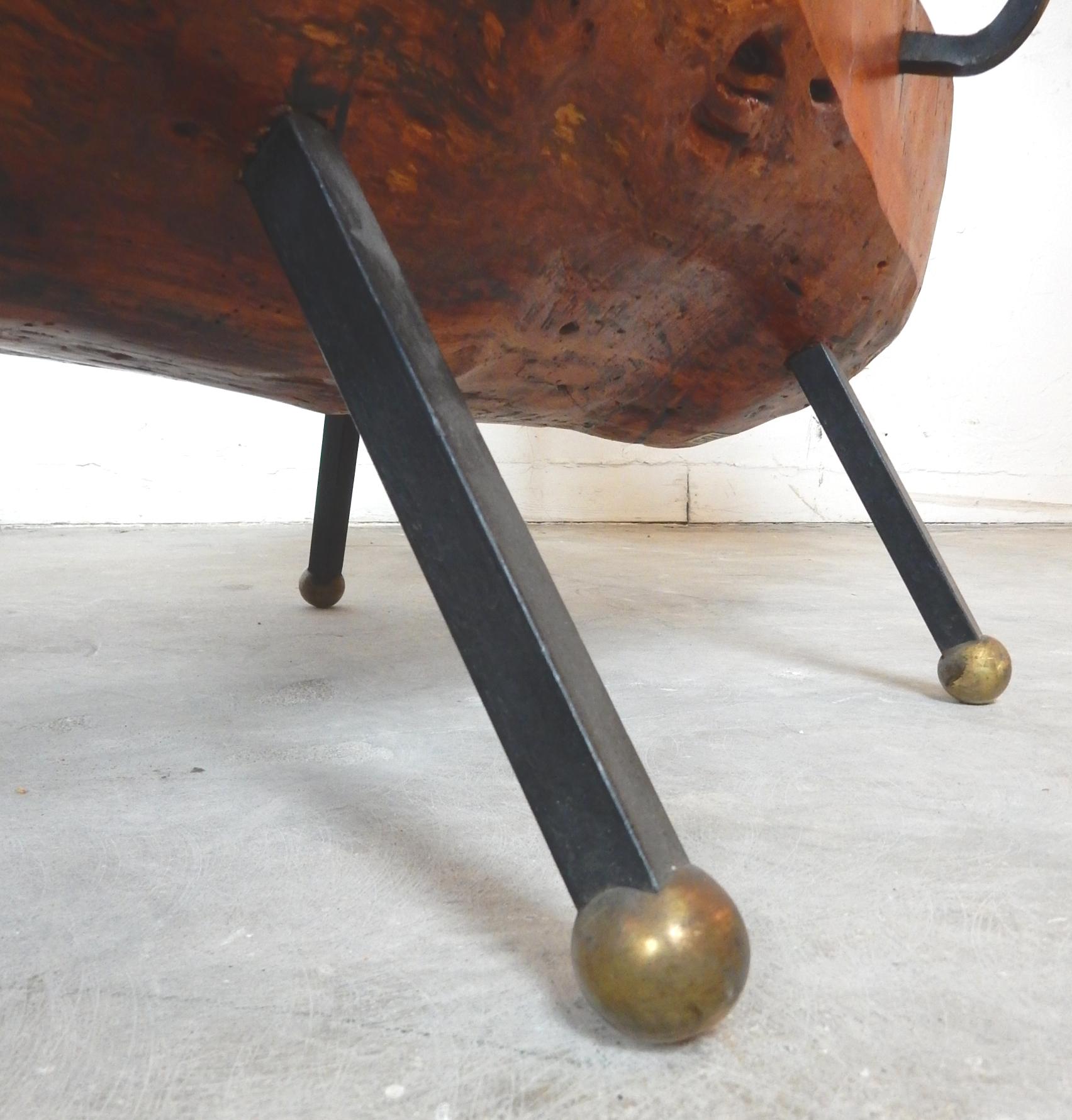 Fauteuils de salon Wabi Sabi en bois de ronce, fer et bronze en vente 4