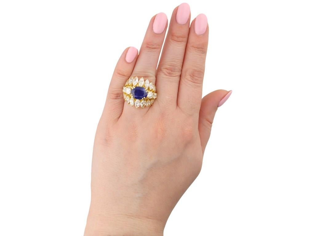 Women's 1960s Natural unenhanced Burmese sapphire diamond gold ring For Sale