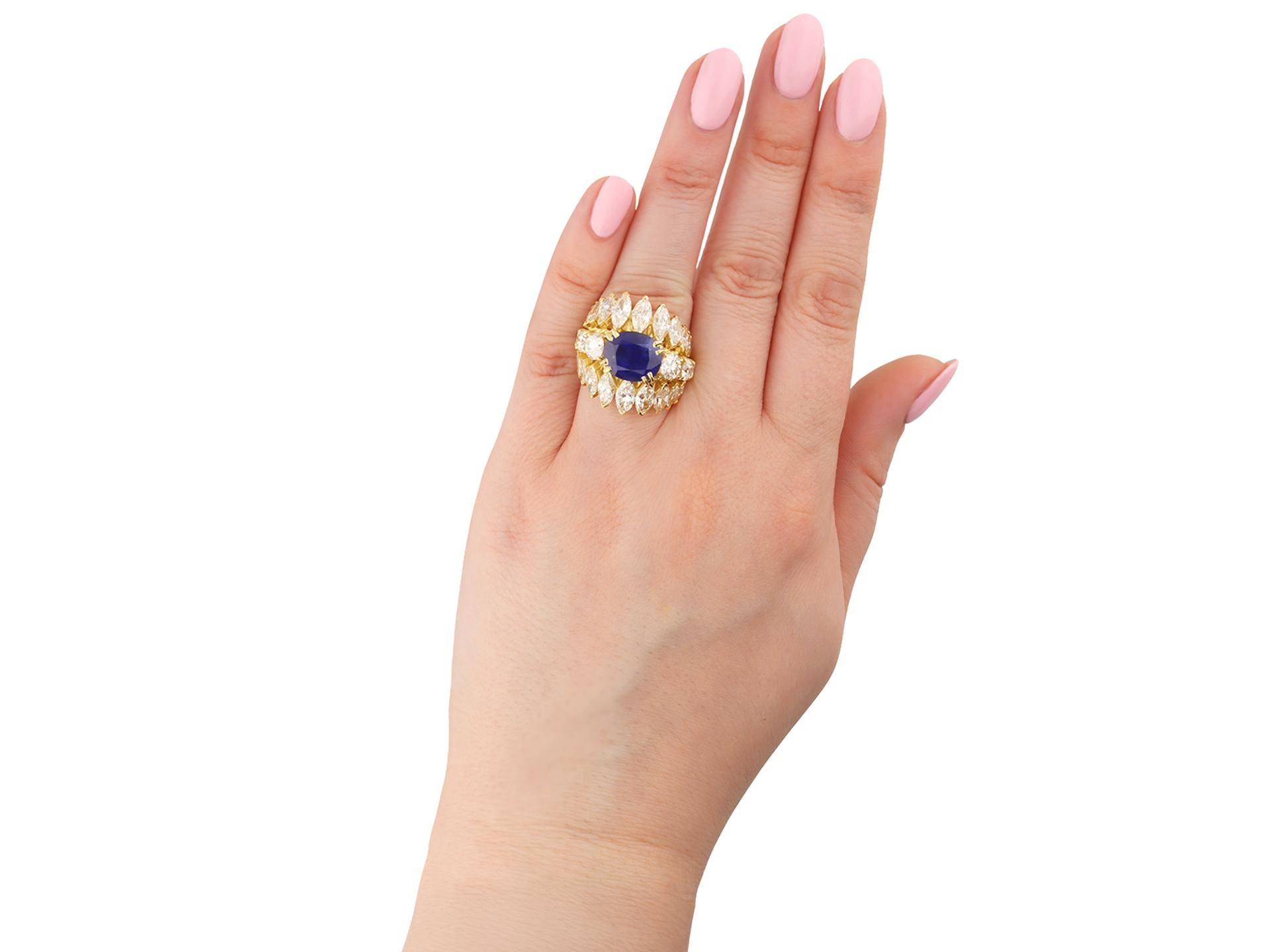 Burmese sapphire and diamond cluster ring, circa 1965. In Good Condition For Sale In London, GB