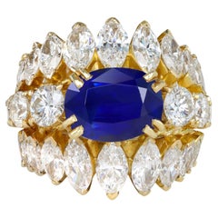 Burmese sapphire and diamond cluster ring, circa 1965.