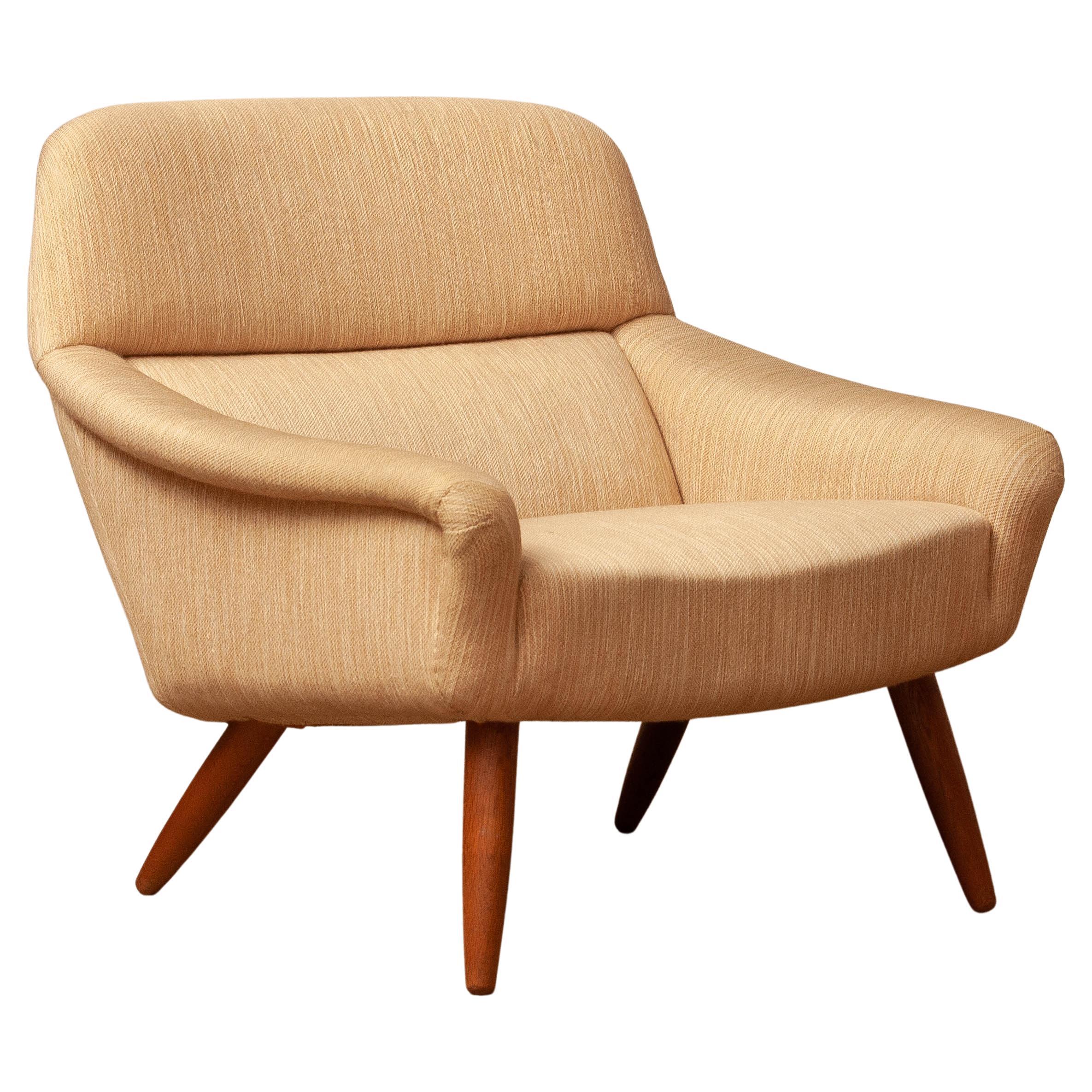 1960s Natural Wool and Oak Lounge Chair von Leif Hansen für Kronen in Dänemark