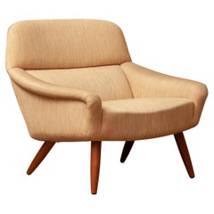 1960s Natural Wool and Oak Lounge Chair by Leif Hansen for Kronen in Denmark