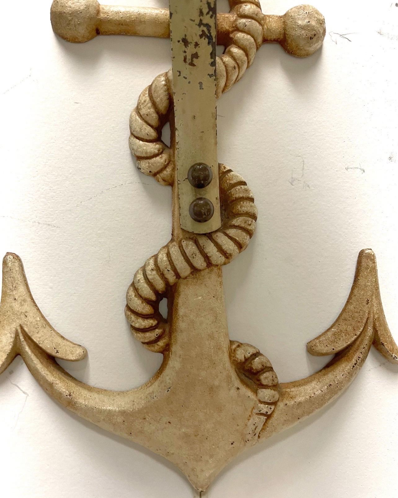 Américain Appliques nautiques en métal à corde et ancre des années 1960 avec nouveaux abat-jours en vente
