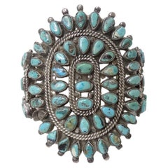 1960s Navajo Sterling Silver Turquoise Cuff