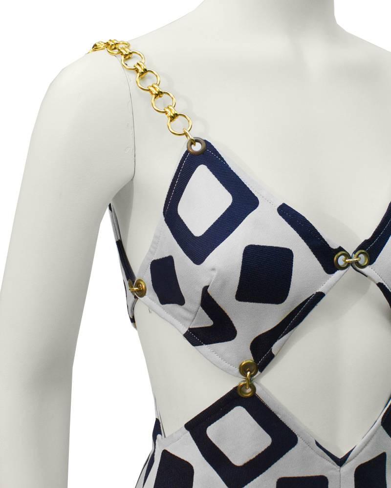 1960's Navy and White Cut-out Minidress In Excellent Condition In Toronto, Ontario
