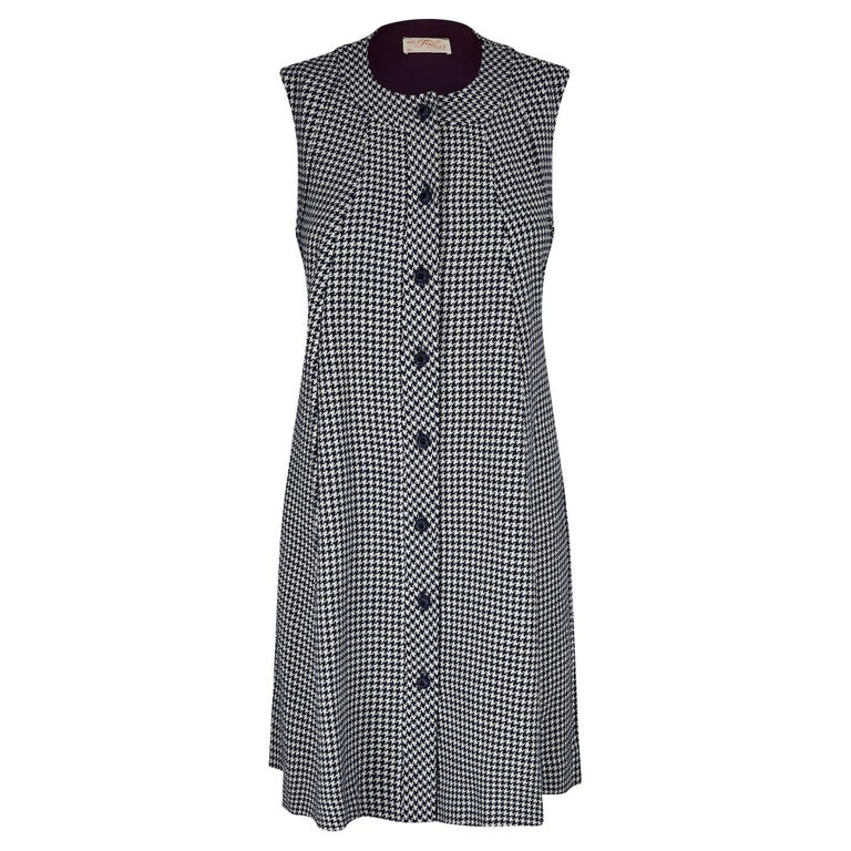 1960s Navy and White Houndstooth Check Woollen Trapeze Dress For Sale at 1stDibs 1960s Navy and White Houndstooth Check Woollen Trapeze Dress For Sale at 1stDibs