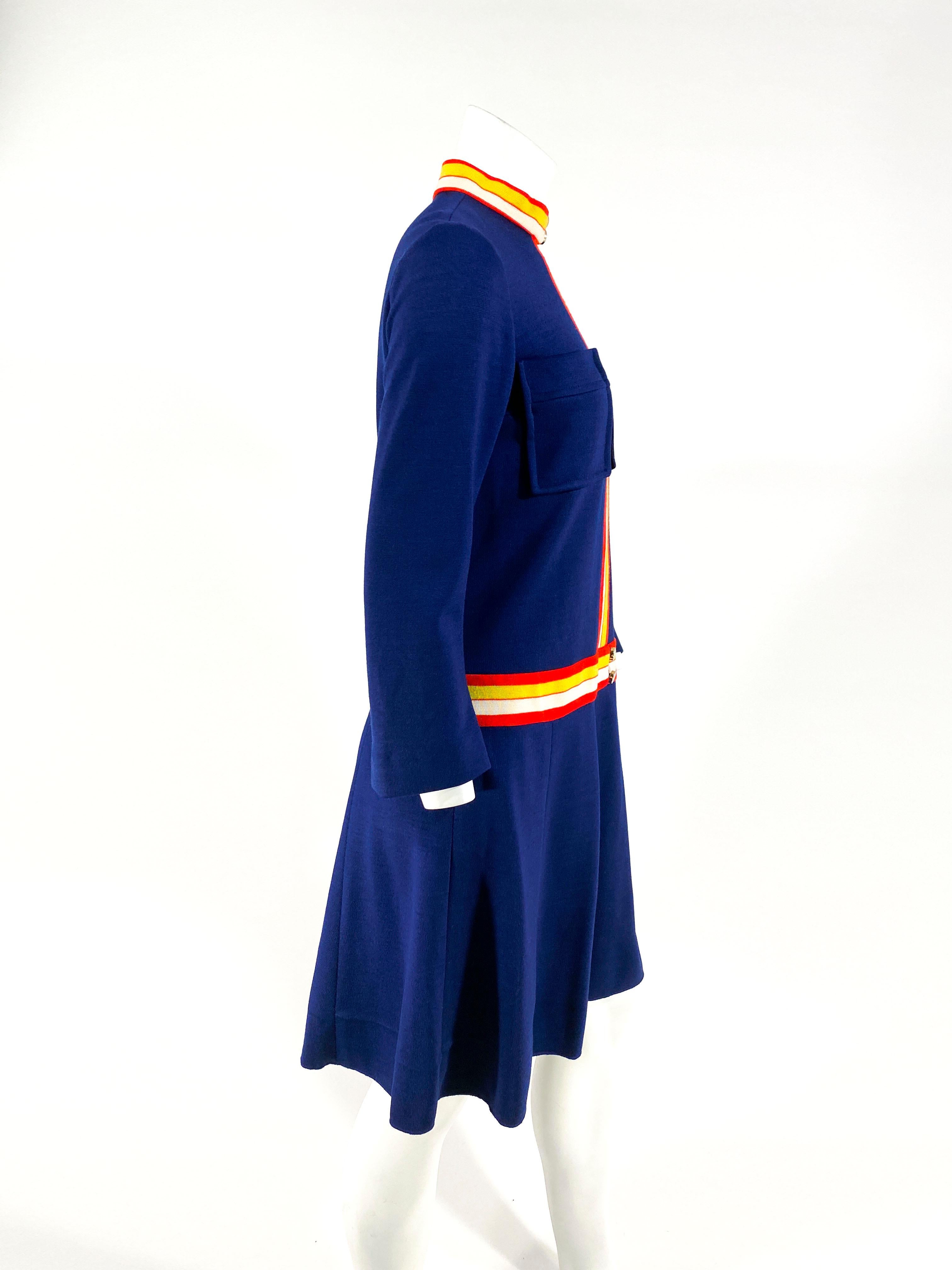 Robe en maille moderne bleu marine des années 1960  Pour femmes en vente