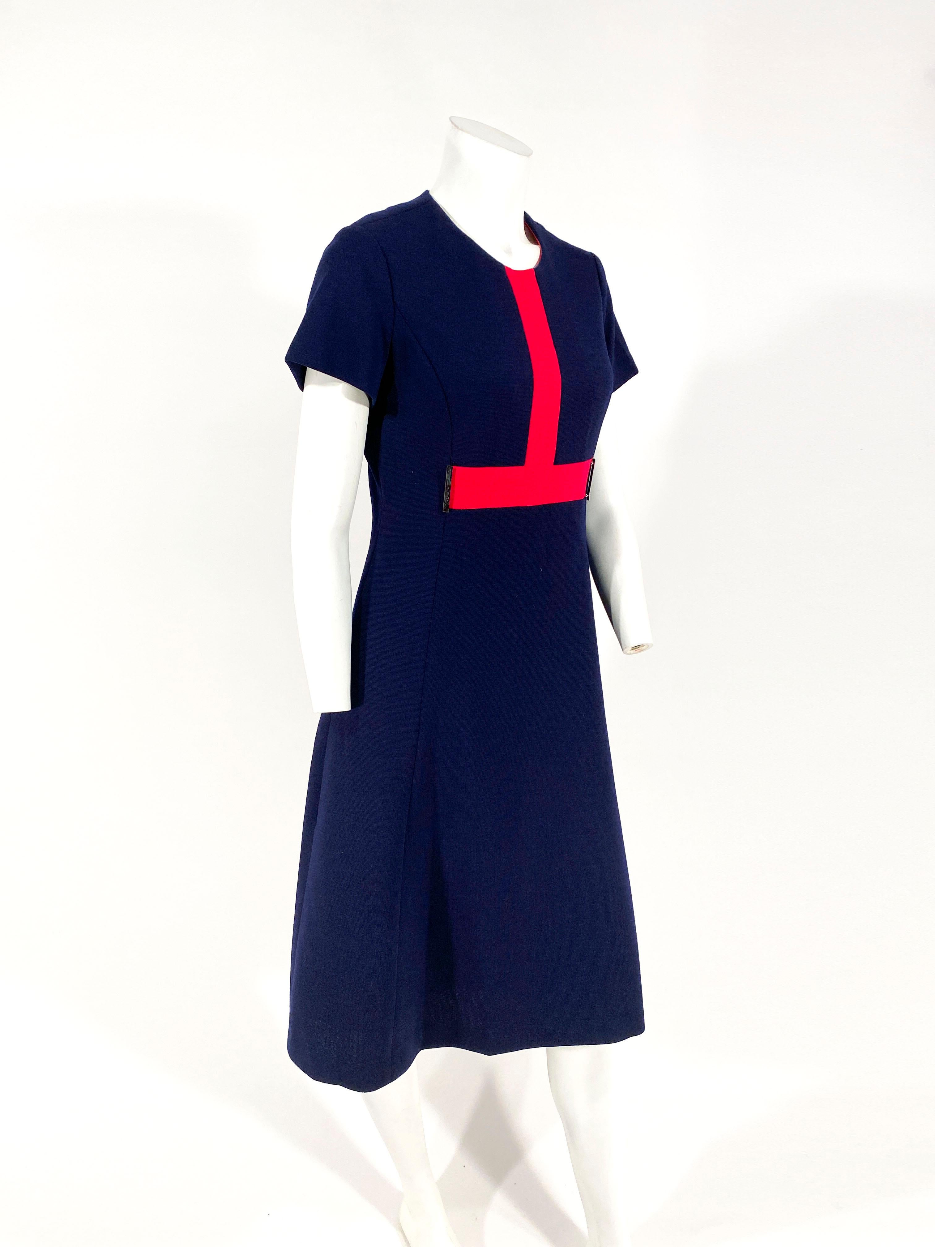 1960s Navy Wool Mad Knit Dress In Good Condition In San Francisco, CA