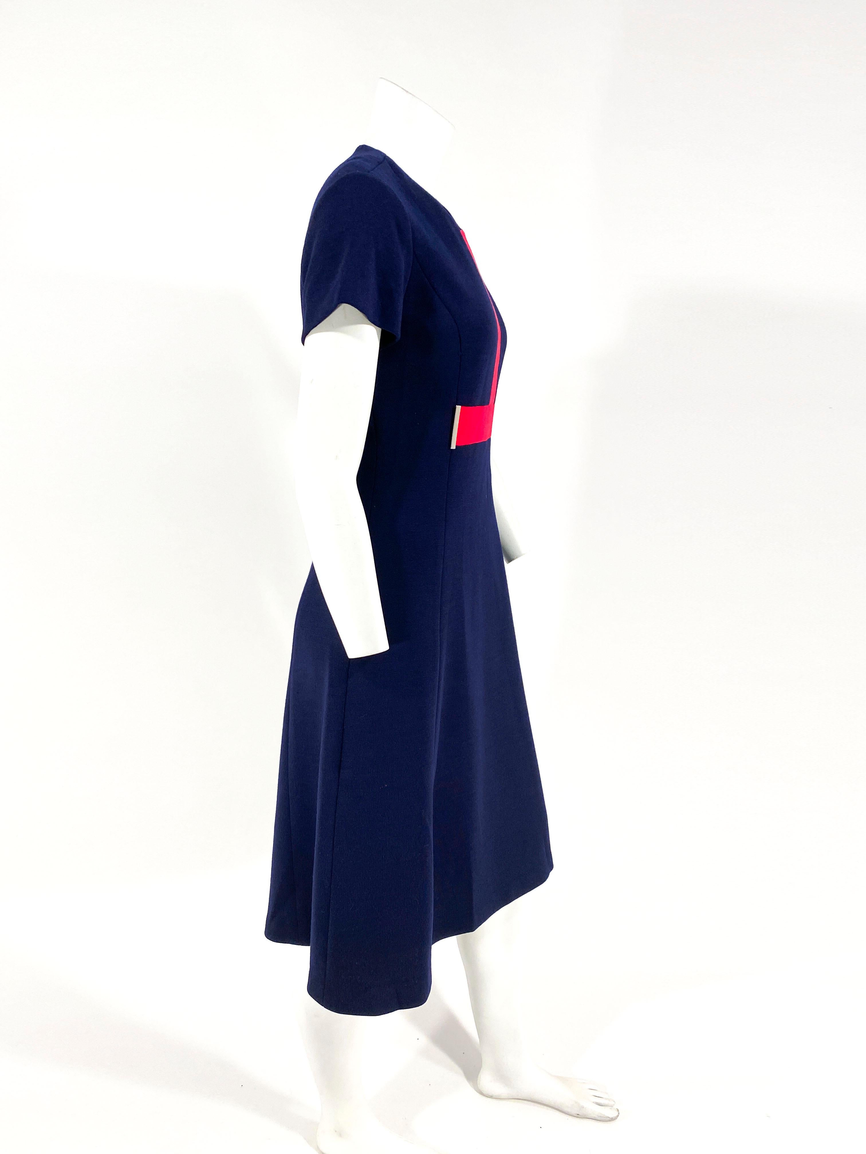 Women's 1960s Navy Wool Mad Knit Dress