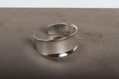 1960s N.E. From - Danish - Sterling Silver Concave Modernist Cuff Bracelet