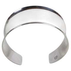 1960s N.E. From - Danish - Sterling Silver Concave Modernist Cuff Bracelet