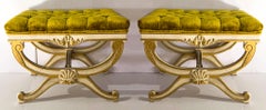 1960s Neo-Classical Style Ottomans / Benches in Velvet, Pair