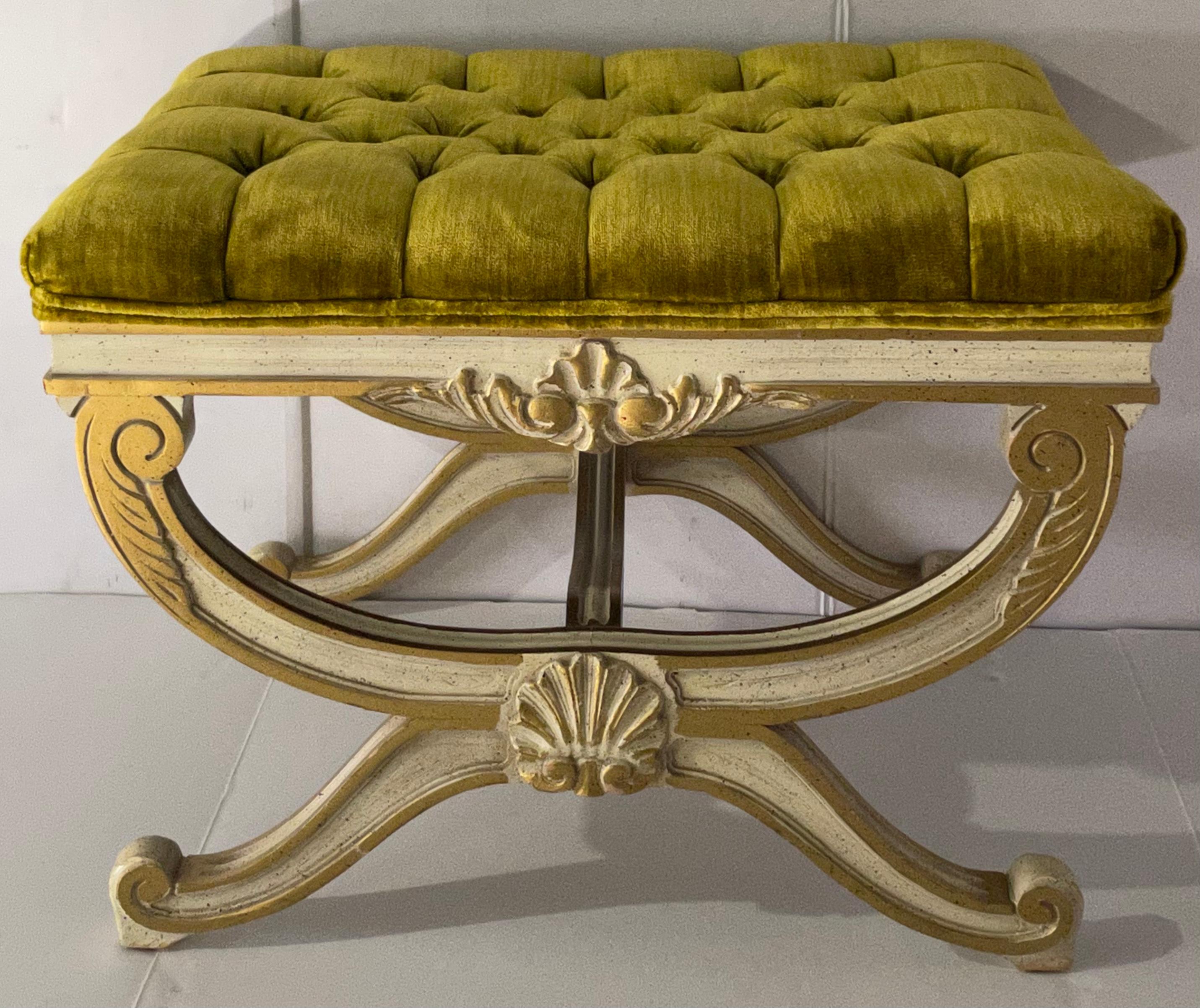 Neoclassical 1960s Neo-Classical Style Ottomans / Benches in Velvet, Pair