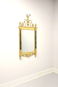 1960's Neoclassical Gold Gilt Foliate Wall Mirror with Marbleized Columns