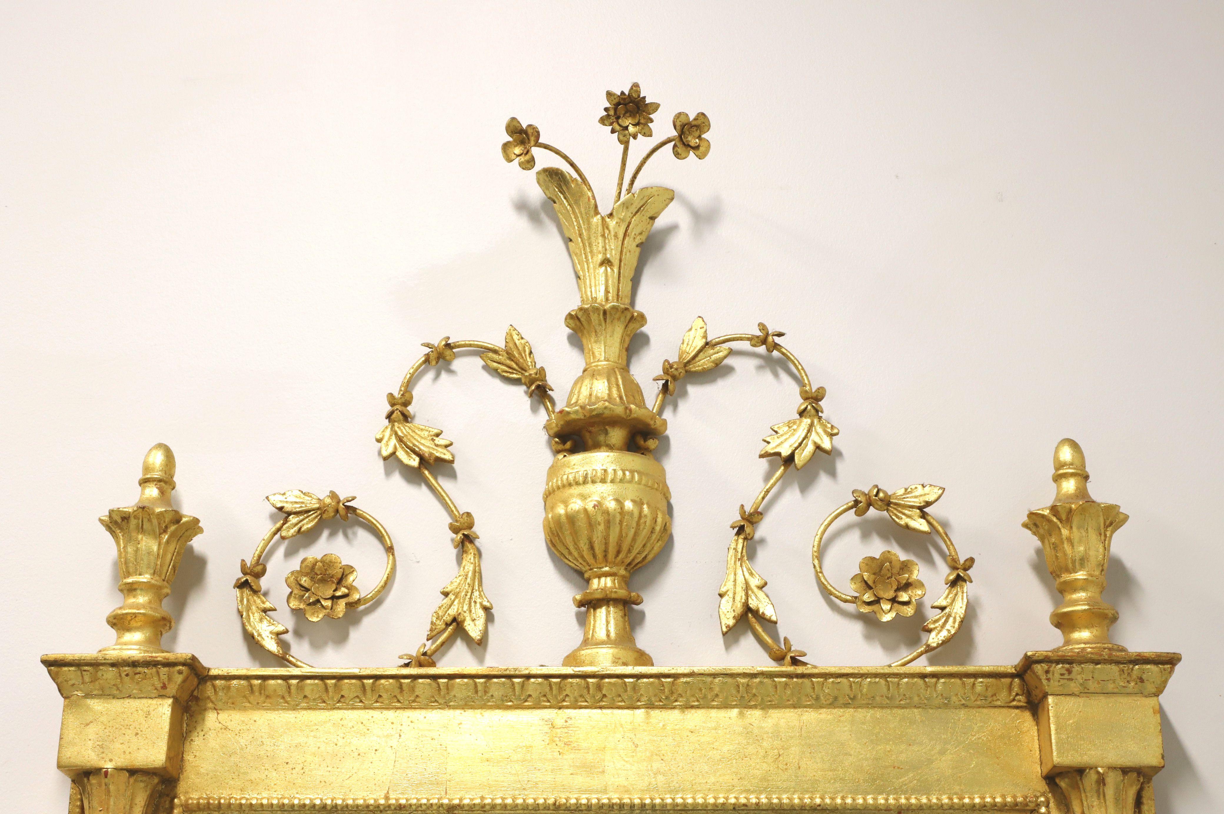 American 1960's Neoclassical Gold Gilt Foliate Wall Mirror with Marbleized Columns