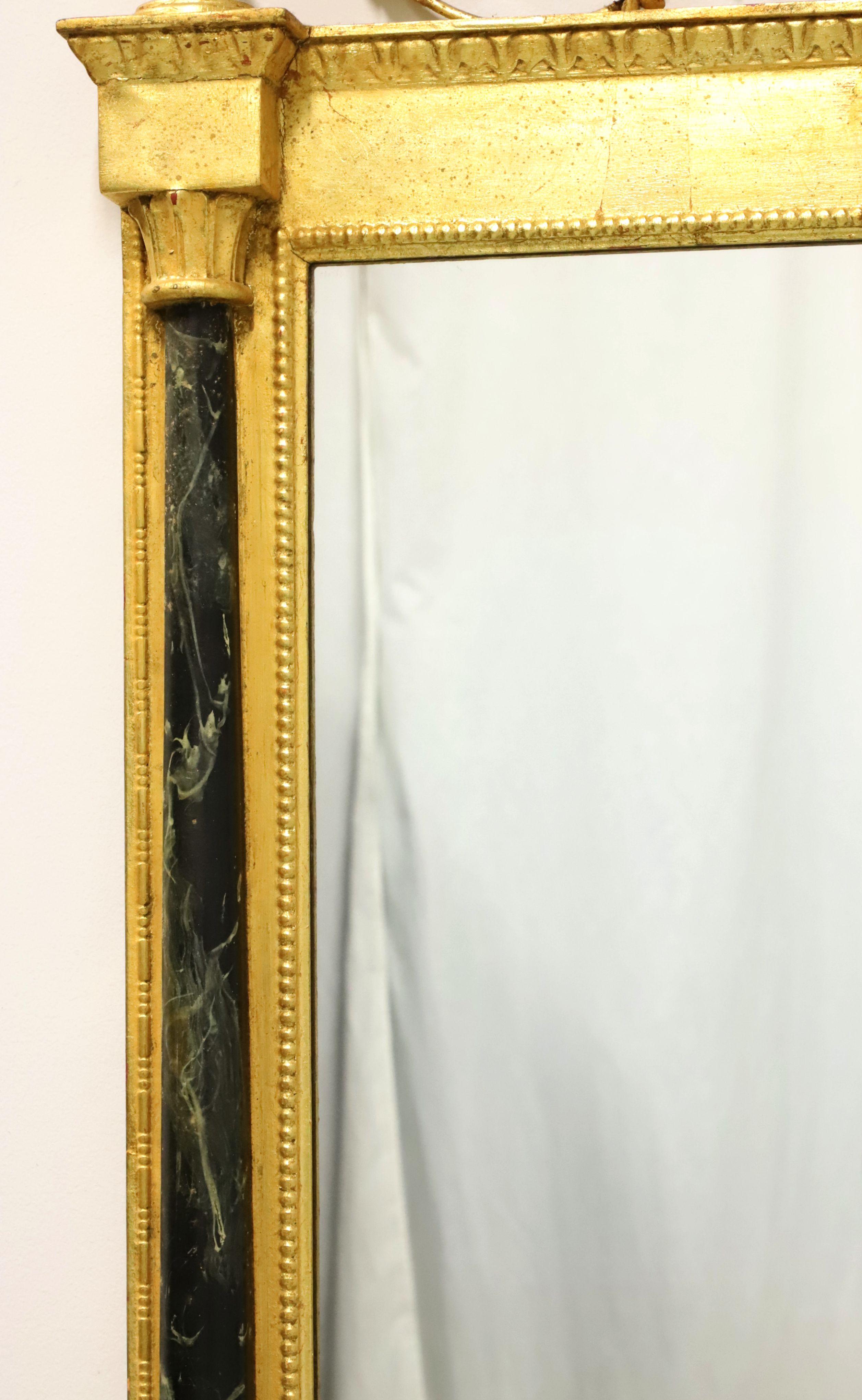 1960's Neoclassical Gold Gilt Foliate Wall Mirror with Marbleized Columns In Good Condition In Charlotte, NC