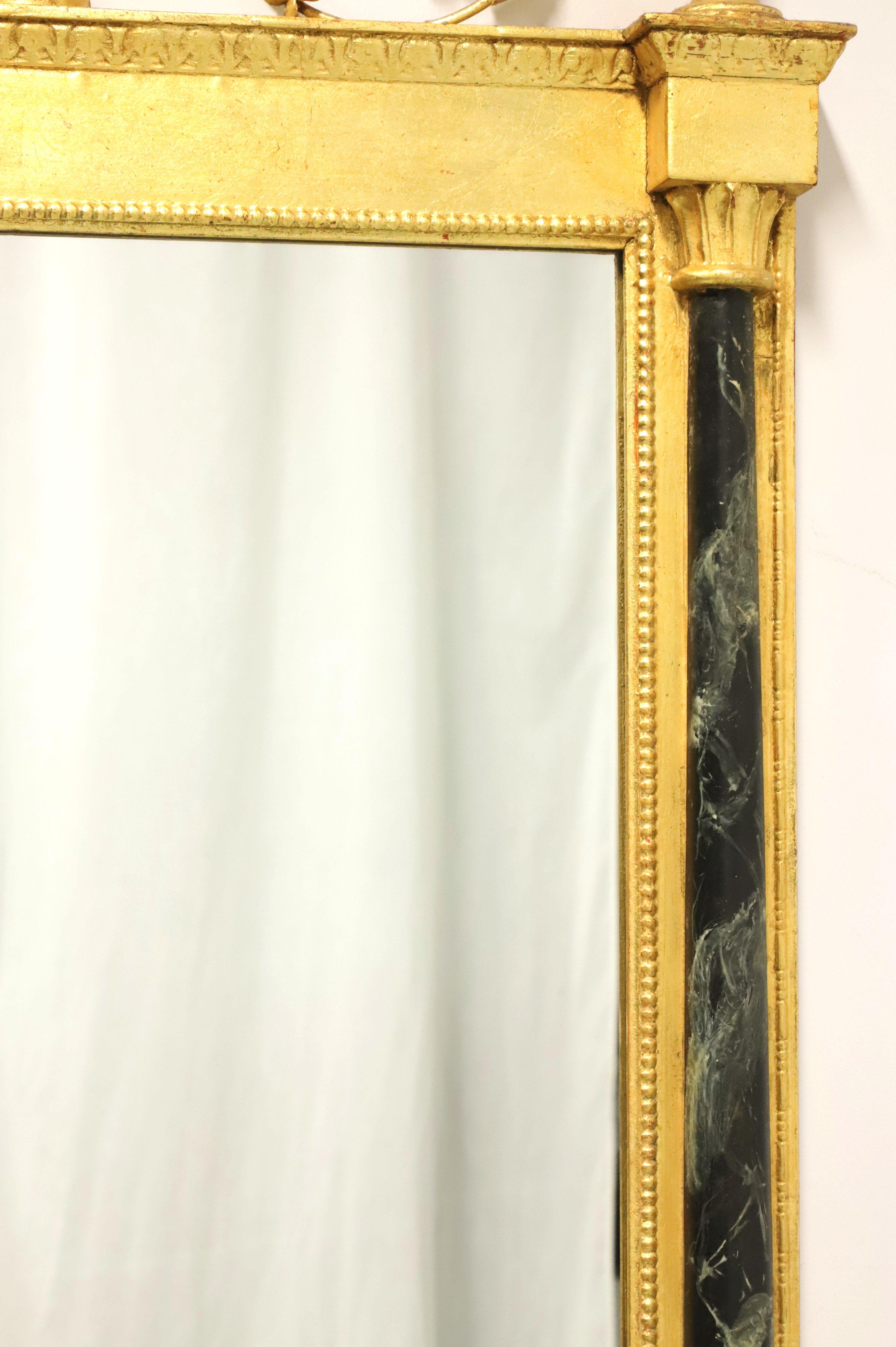 20th Century 1960's Neoclassical Gold Gilt Foliate Wall Mirror with Marbleized Columns