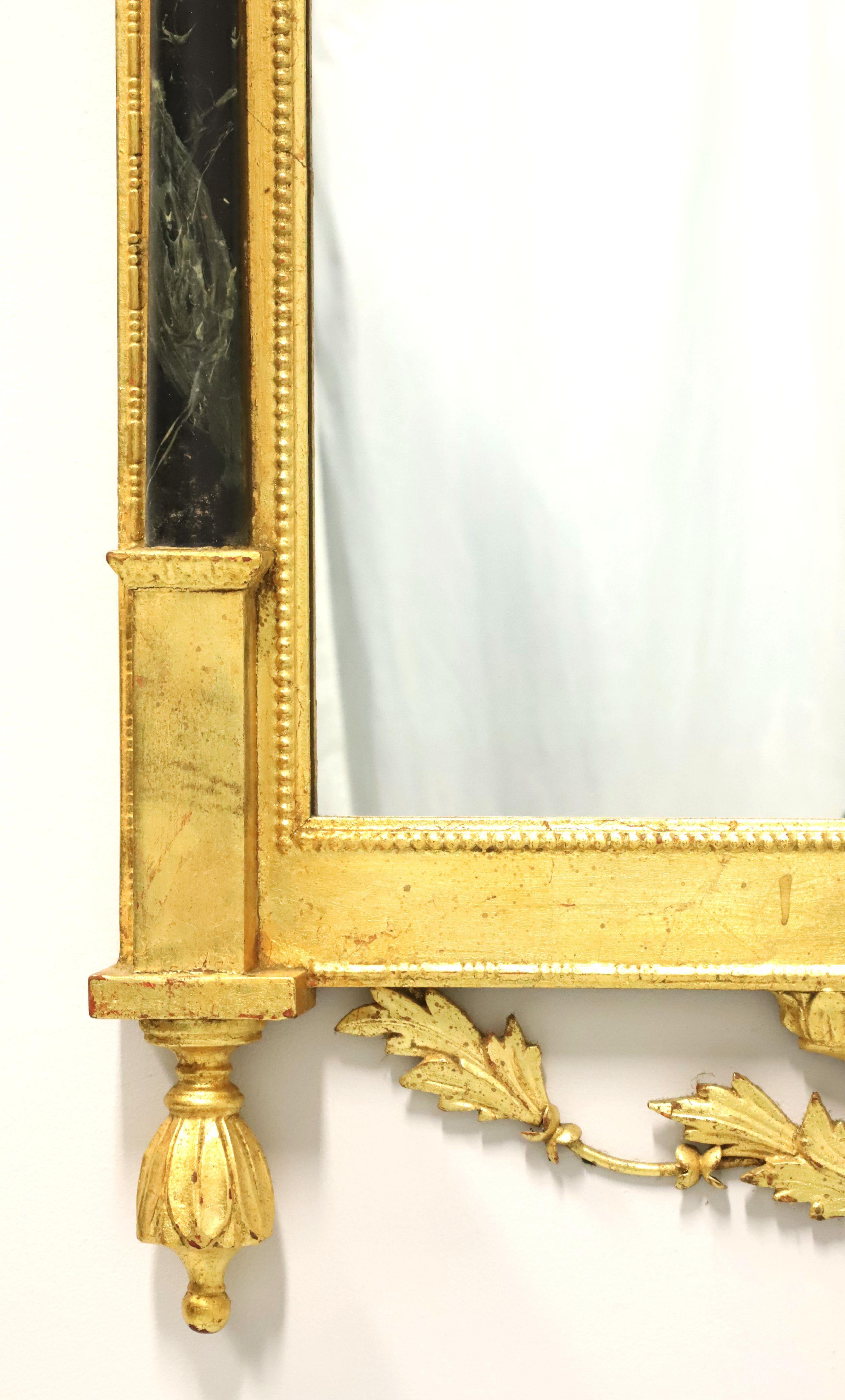 1960's Neoclassical Gold Gilt Foliate Wall Mirror with Marbleized Columns 1