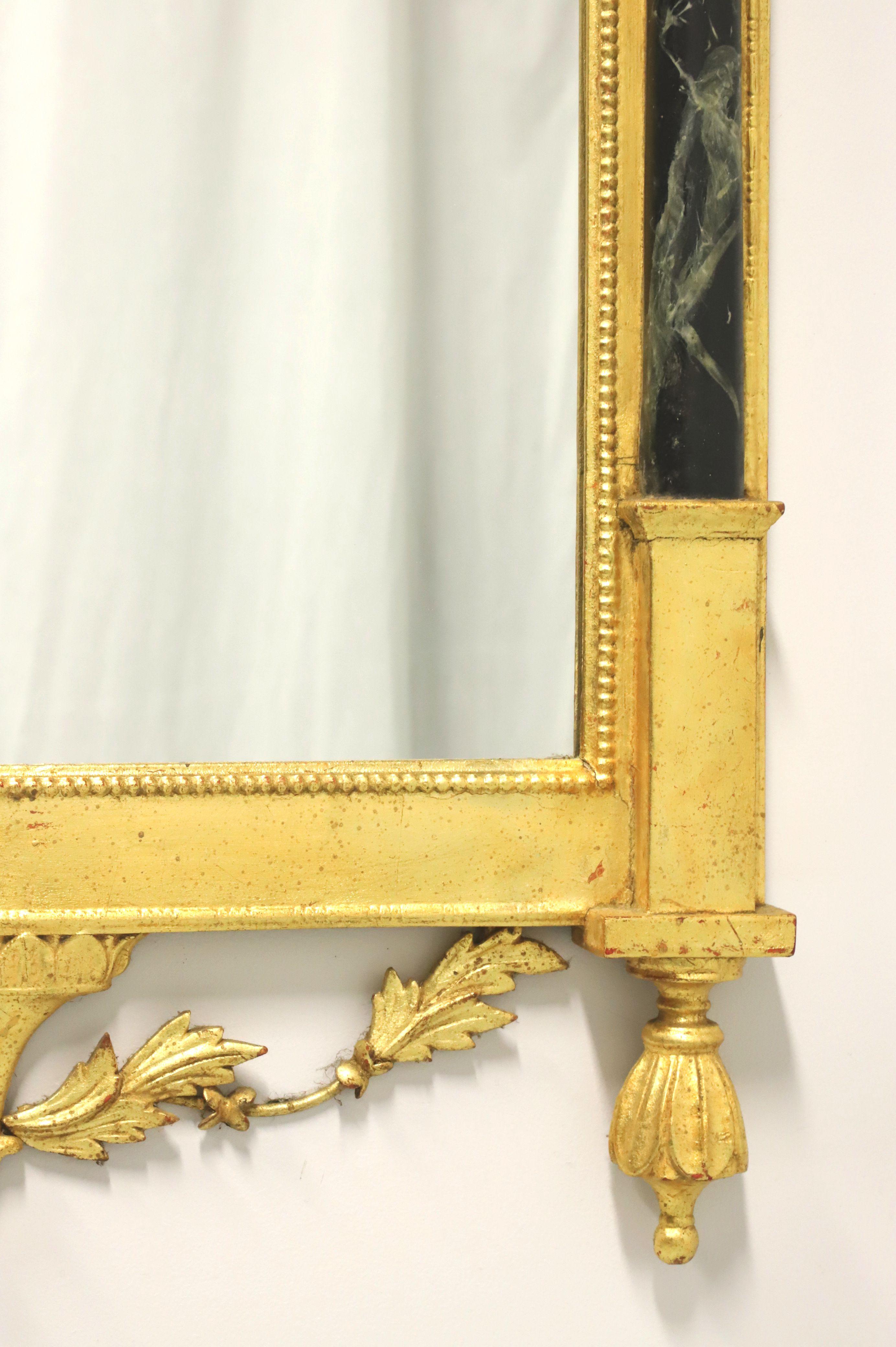 1960's Neoclassical Gold Gilt Foliate Wall Mirror with Marbleized Columns 2
