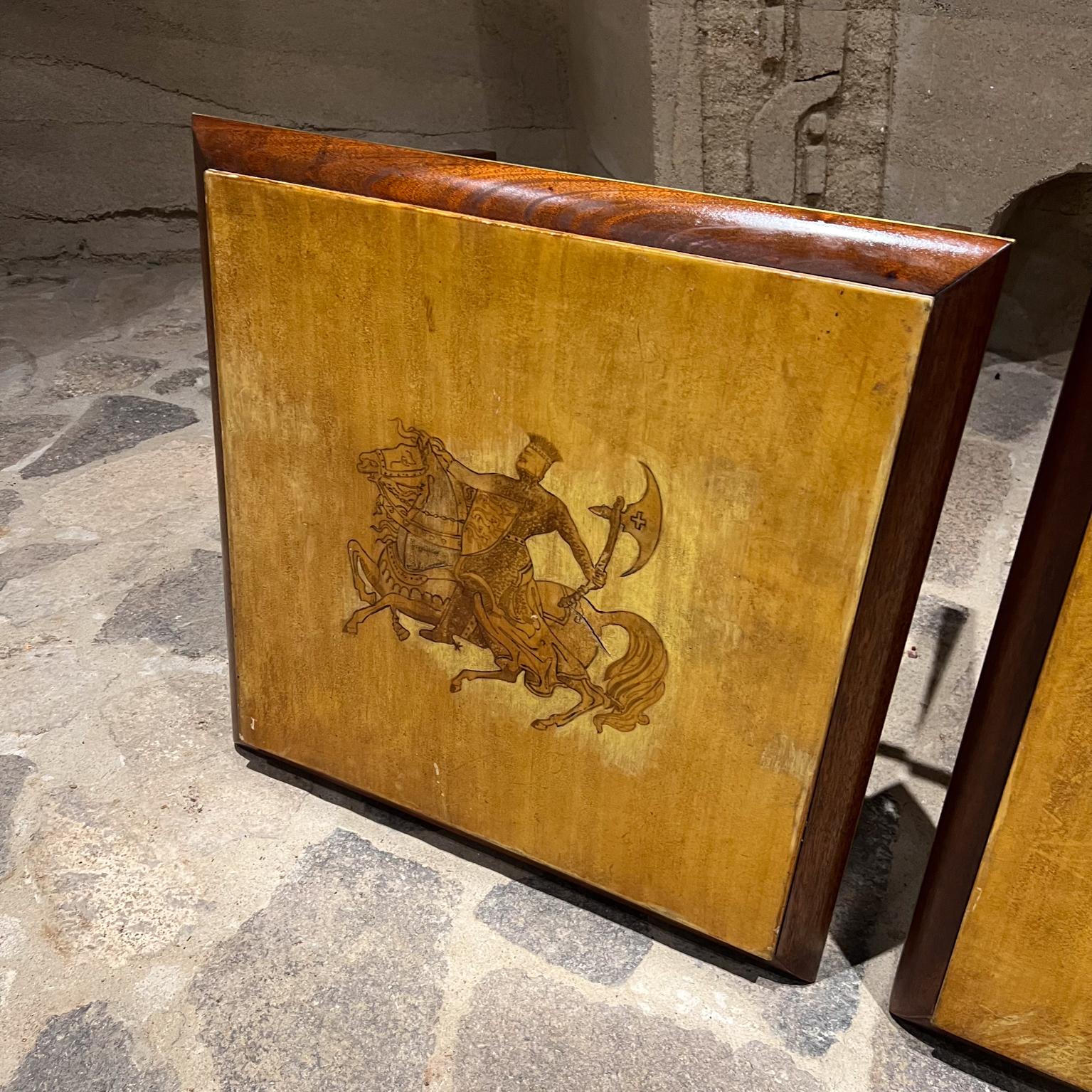 1960s Neoclassical Hand Painted Side Tables Mahogany Goatskin For Sale 10